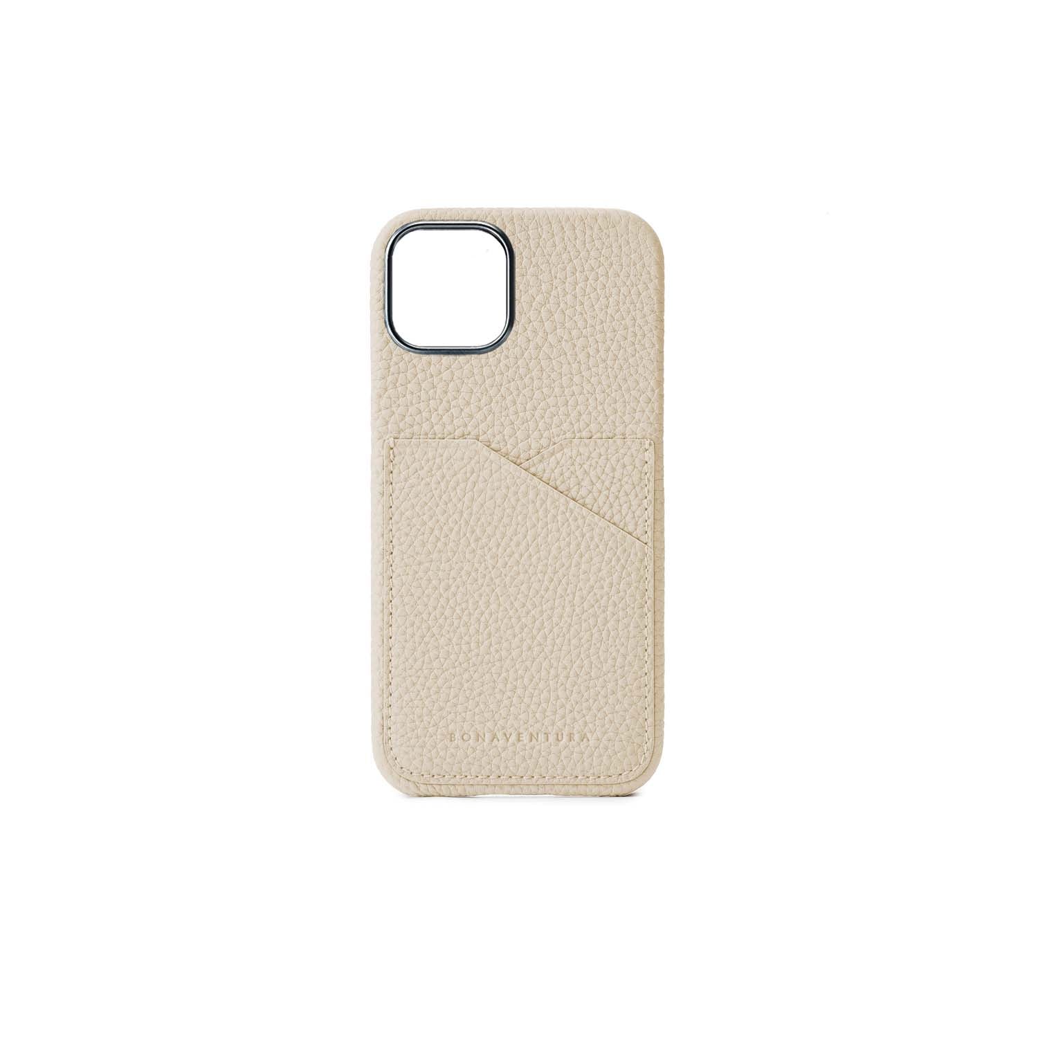 iPhone 15 Plus Back Cover Case Shrink Leather (Ivory (Etoupe edge paint))