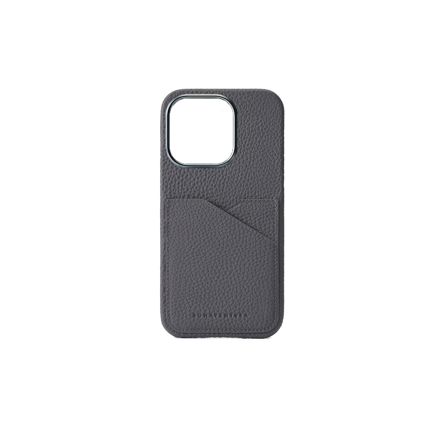 iPhone 15 Pro Max Back Cover Case Shrink Leather (Charcoal Gray)