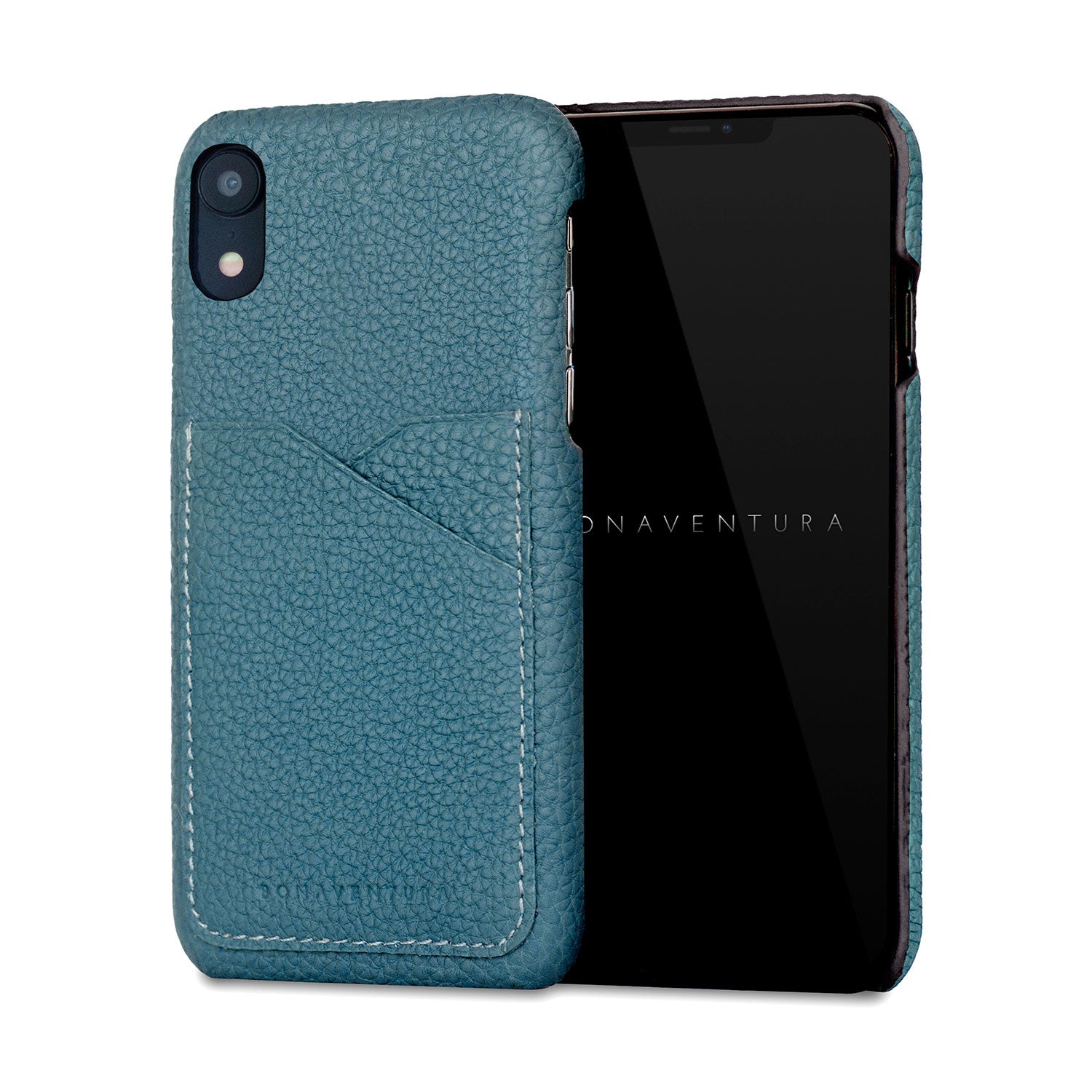 iPhone XR Back Cover Case Shrink Leather (Blue Cyan)