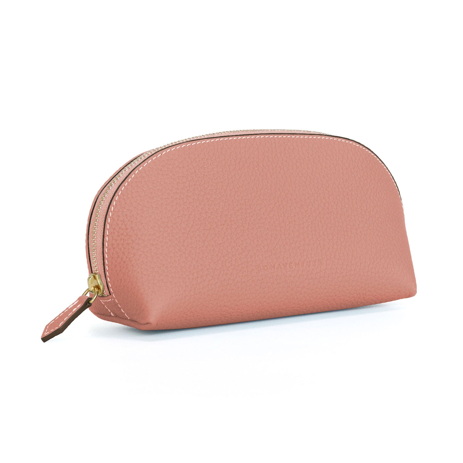 Cosmetic Pouch Bottalato Leather (Coral Pink - Small)