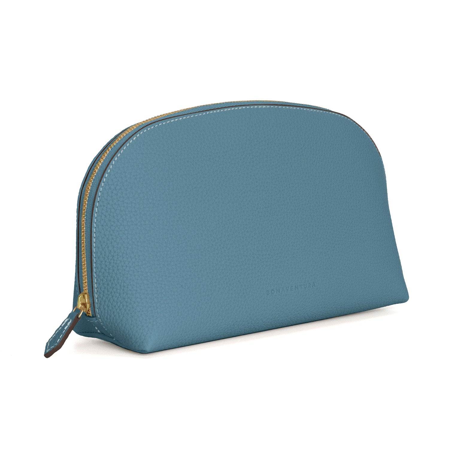 Cosmetic Pouch Shrink Leather (Blue Cyan - Large)