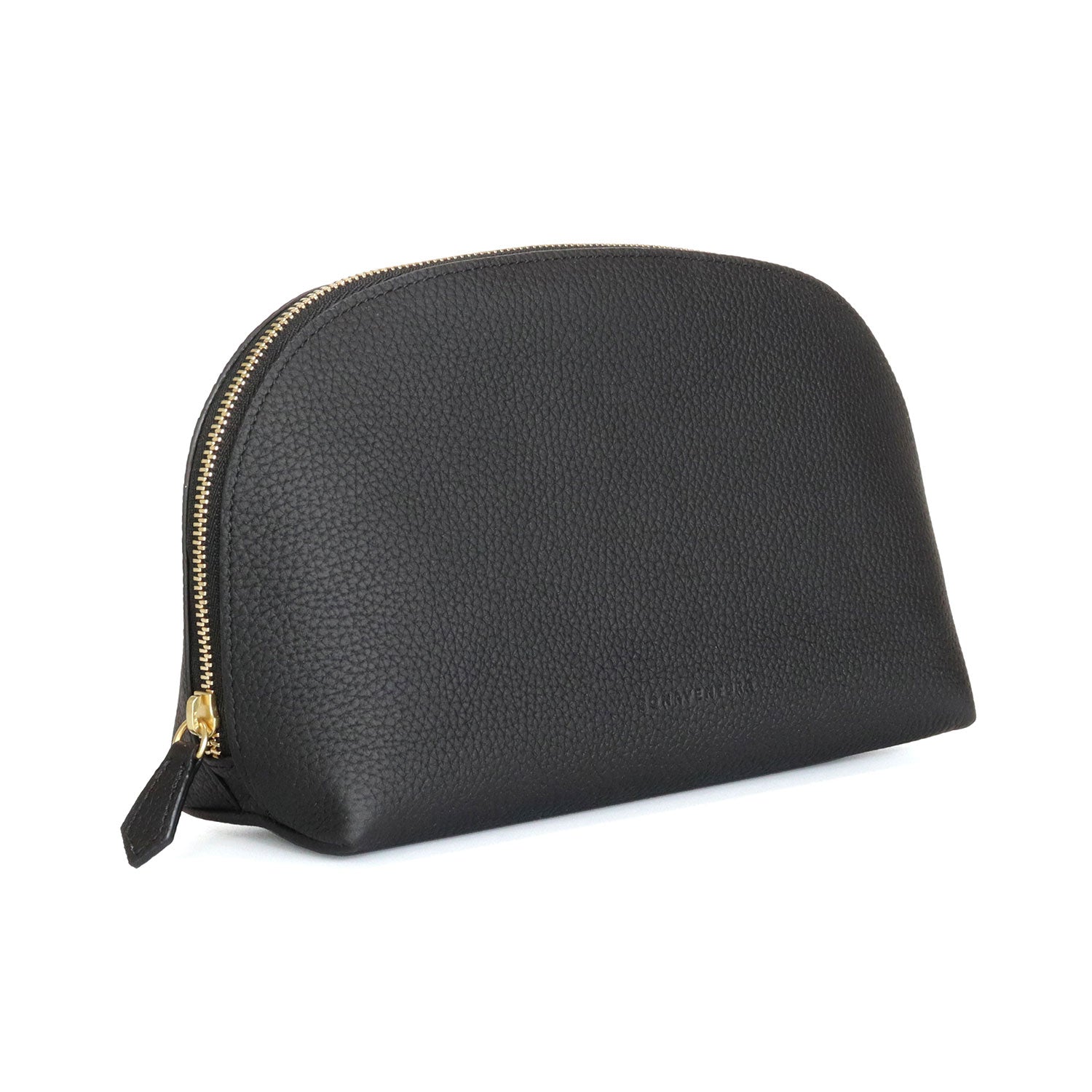 Cosmetic Pouch Shrink Leather (Black - Large)