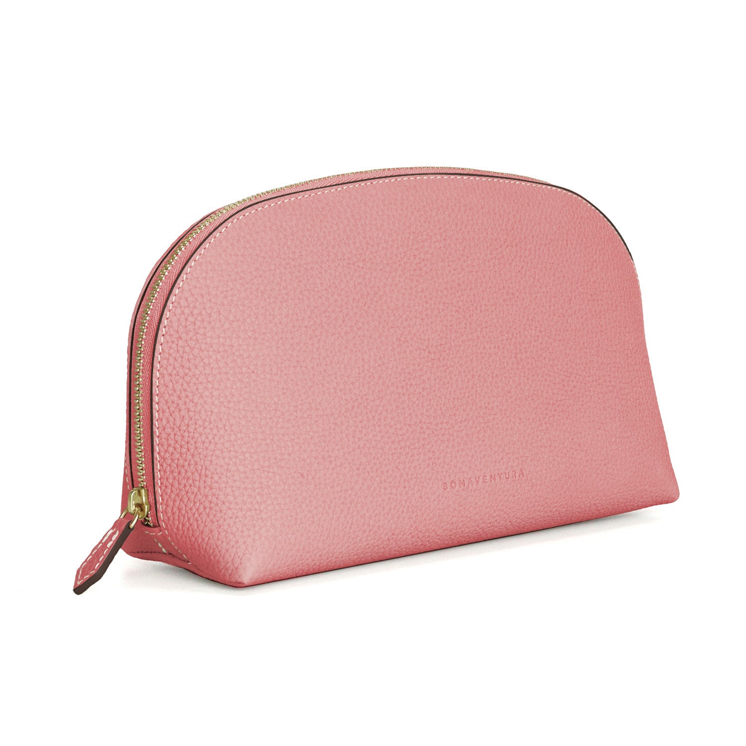 Cosmetic Pouch Shrink Leather (Coral Pink - Large)