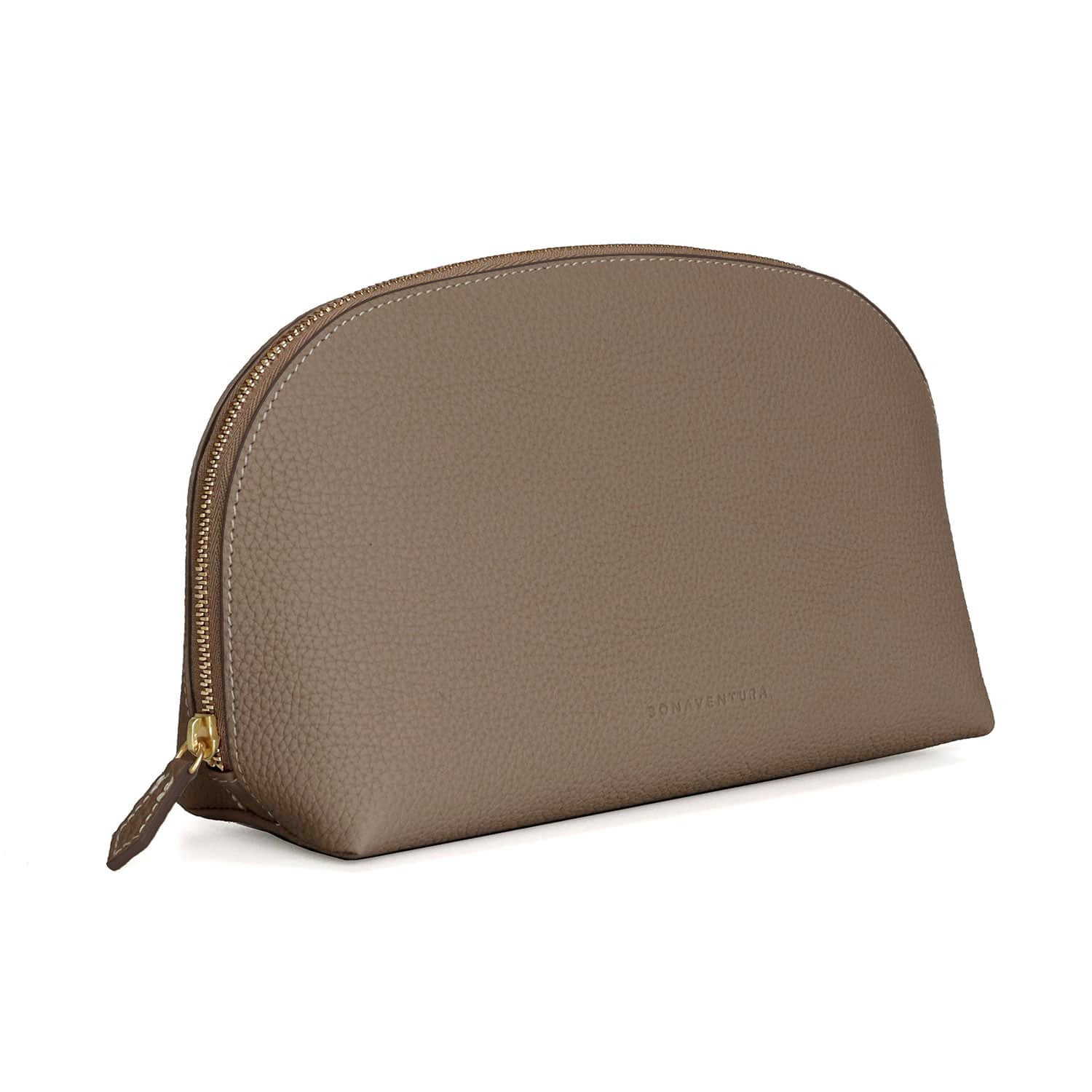 Cosmetic Pouch Shrink Leather (Etoupe - Large)