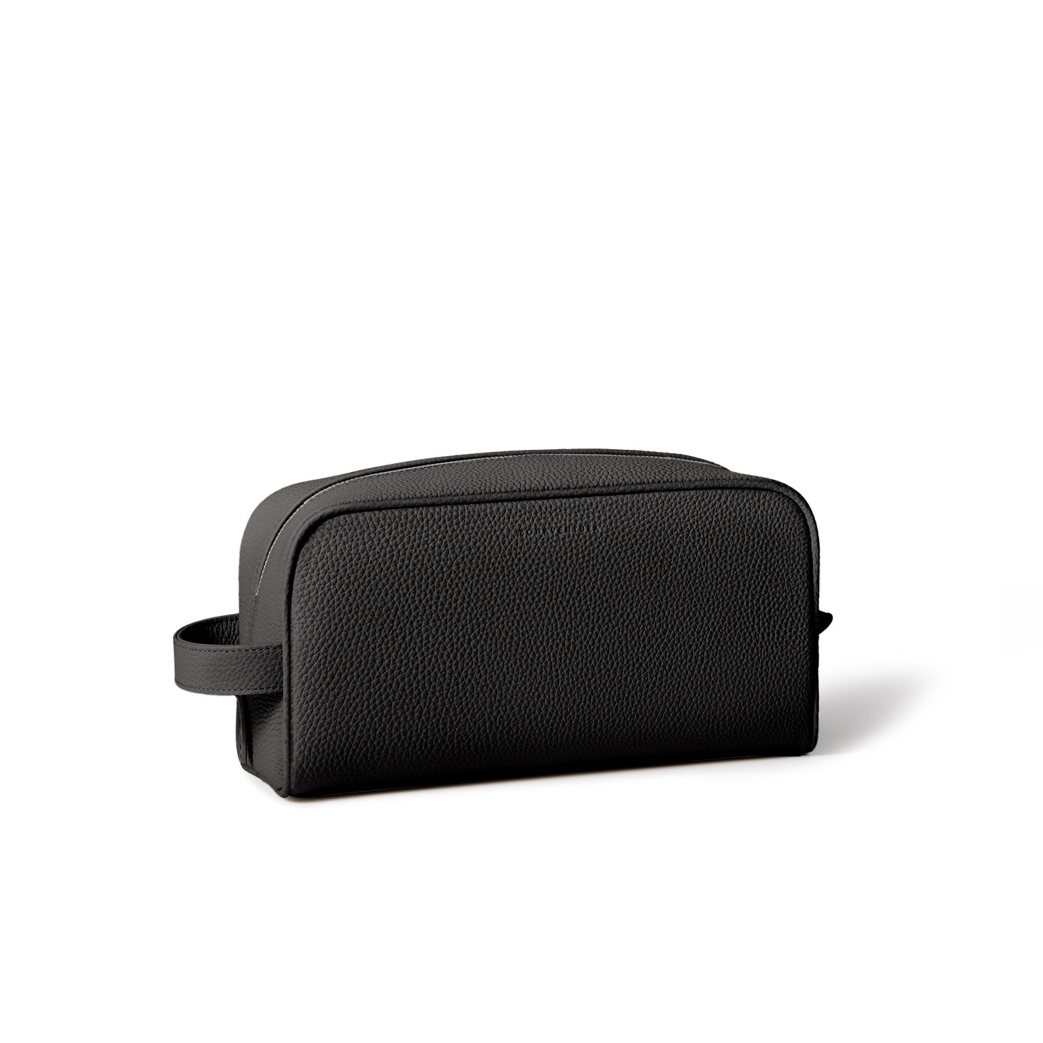 Square Travel Pouch Shrink Leather (Black)