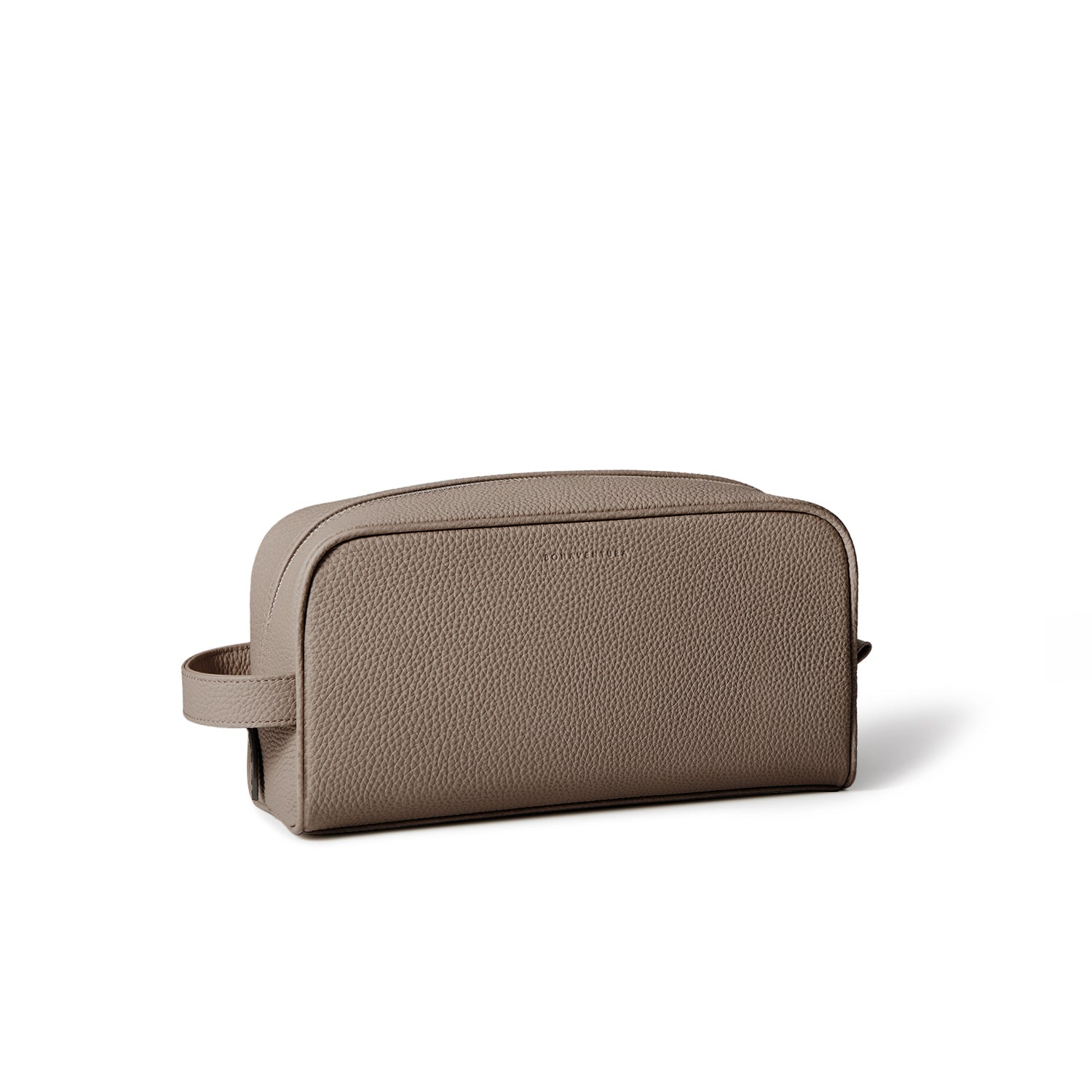Square Travel Pouch Shrink Leather (Etoupe)