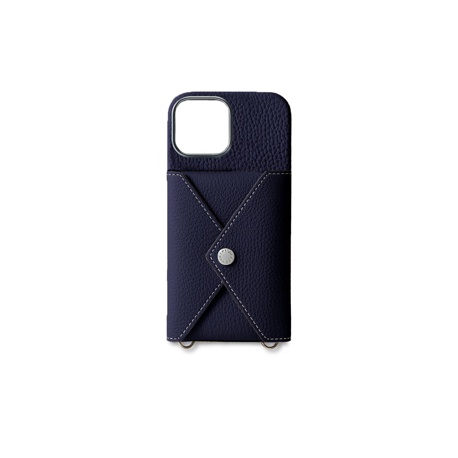 iPhone 16 Back Cover Case with Snap Button Closure Shrink Leather (Navy)
