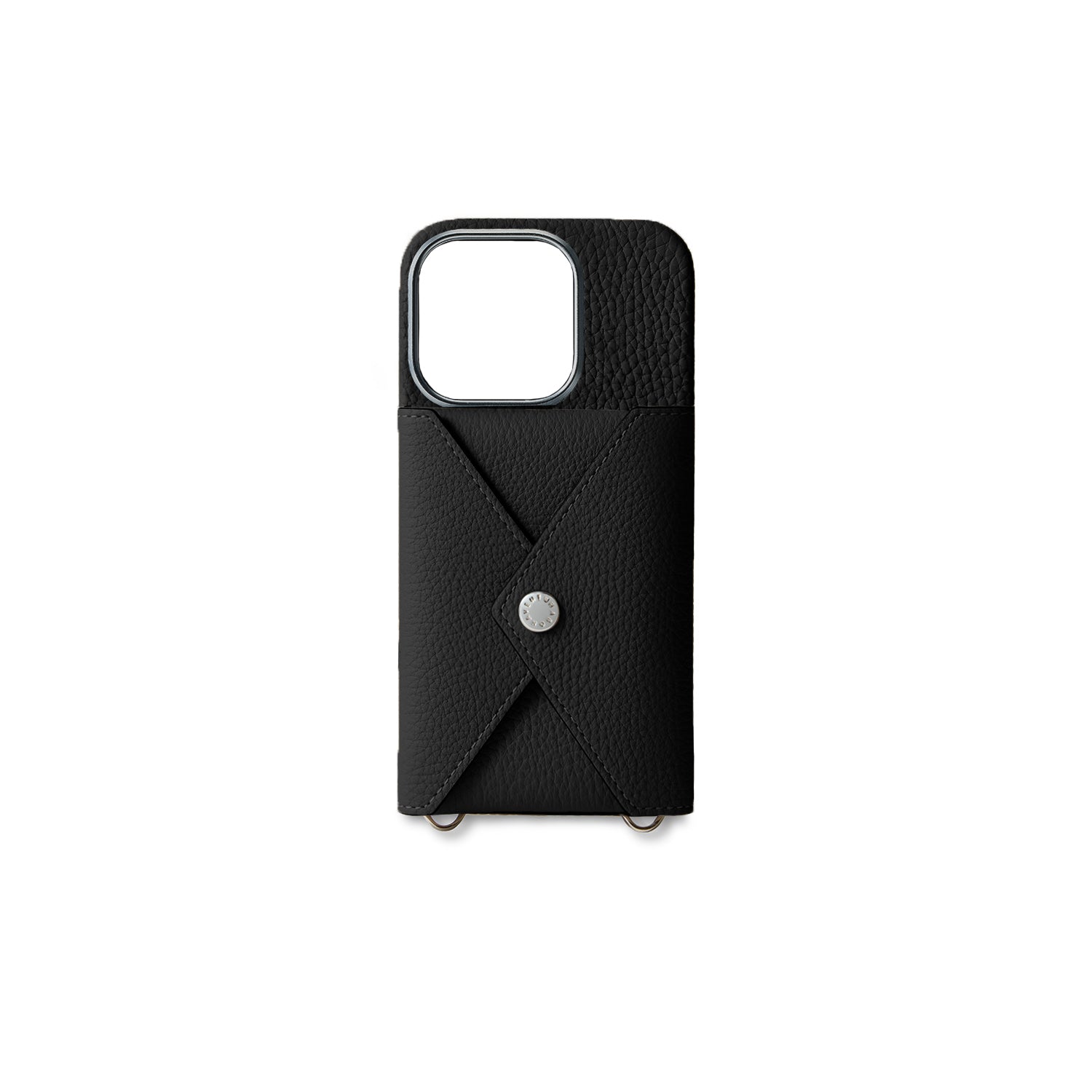 iPhone 16 Pro Back Cover Case with Snap Button Closure Shrink Leather (Black)
