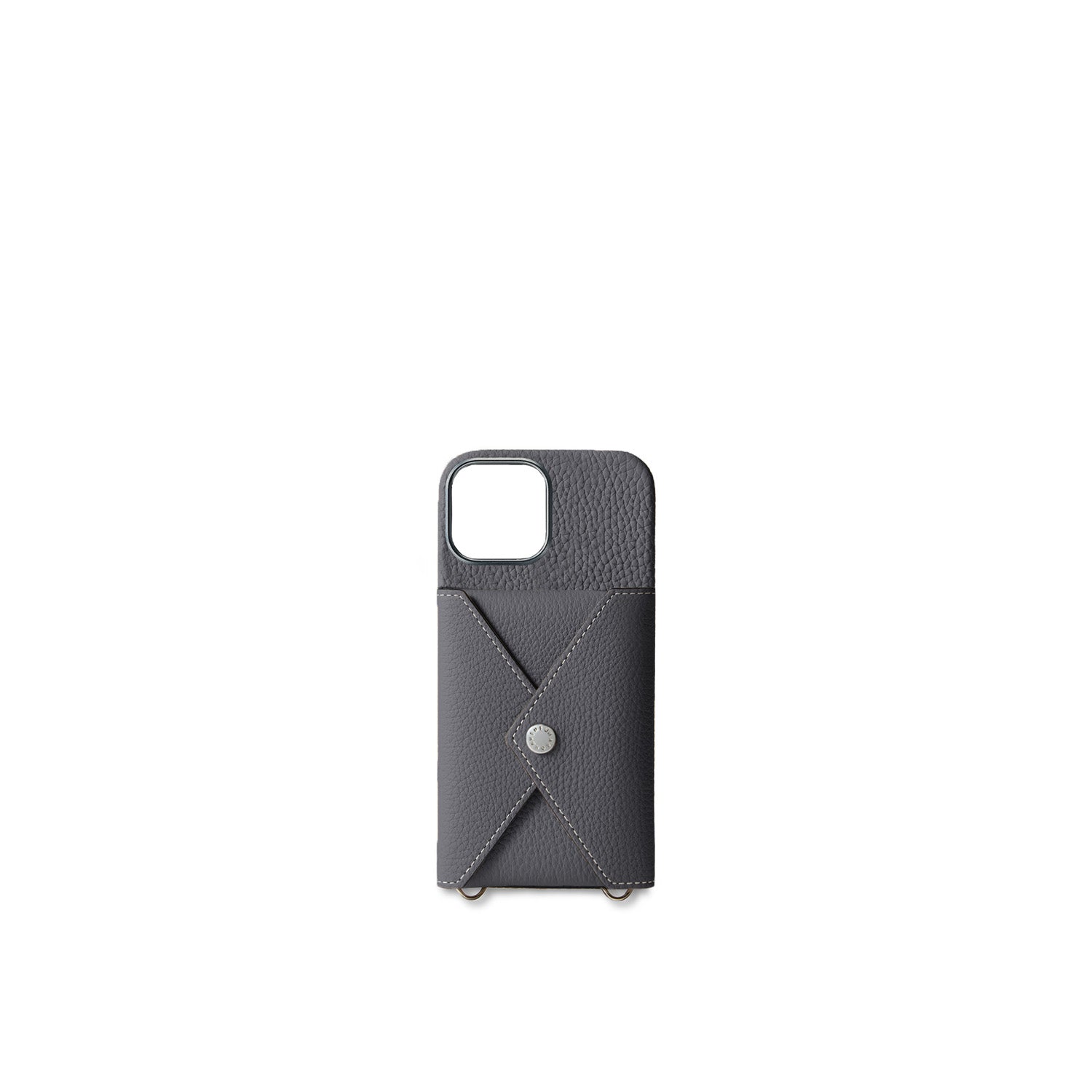 iPhone 17 Back Cover Case with Snap Button Closure Shrink Leather (Charcoal Gray)