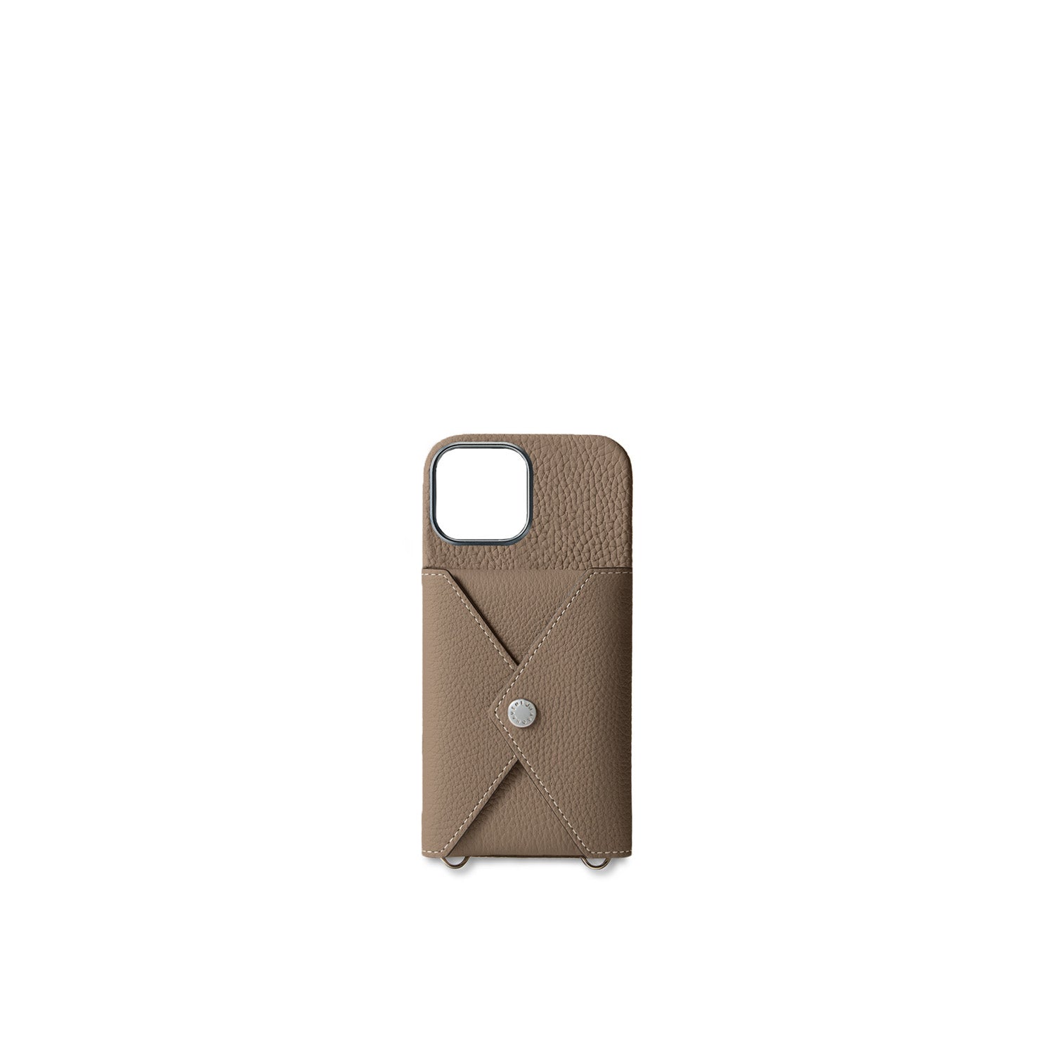 iPhone 17 Back Cover Case with Snap Button Closure Shrink Leather (Etoupe)