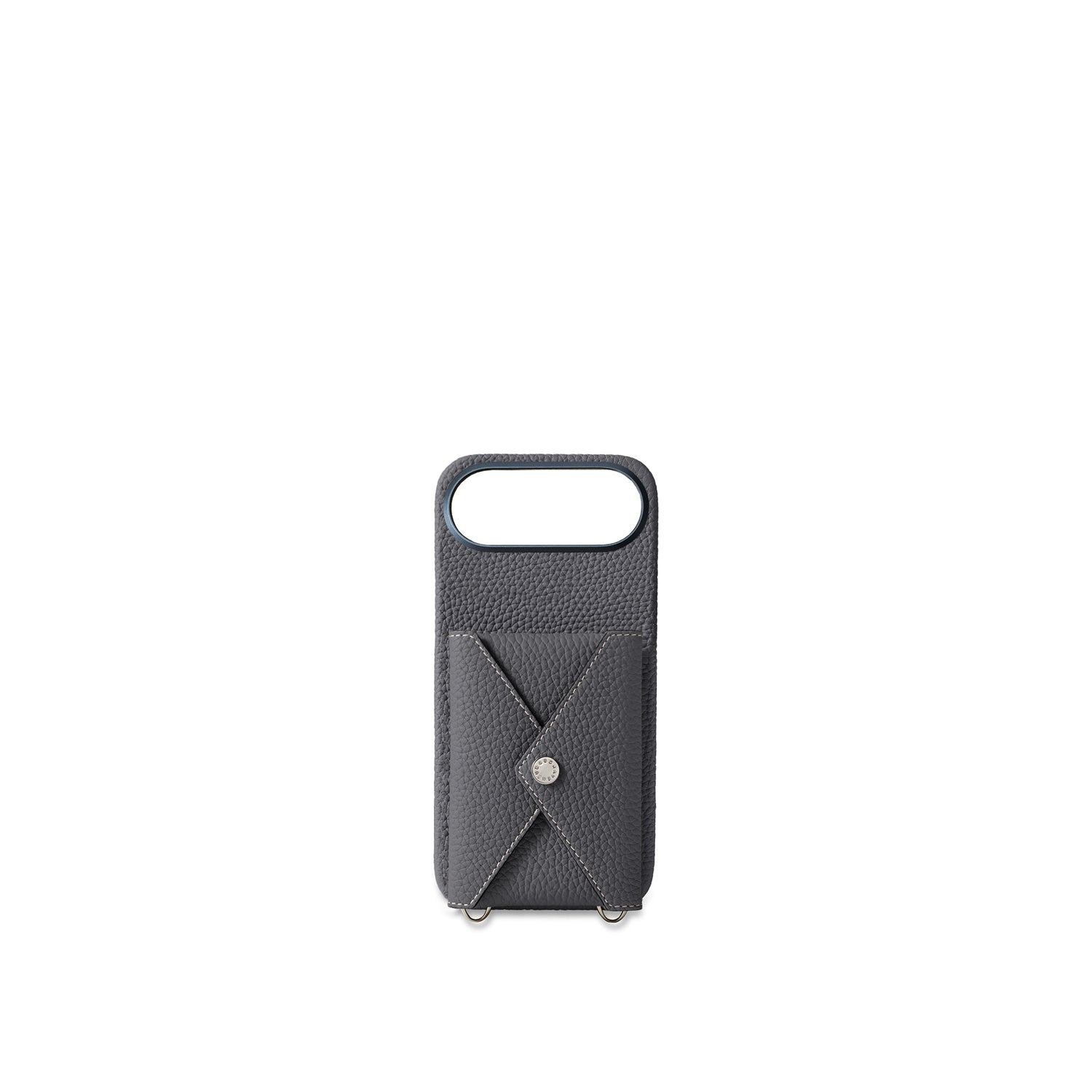 iPhone Air Back Cover Case with Snap Button Closure Shrink Leather (Charcoal Gray)