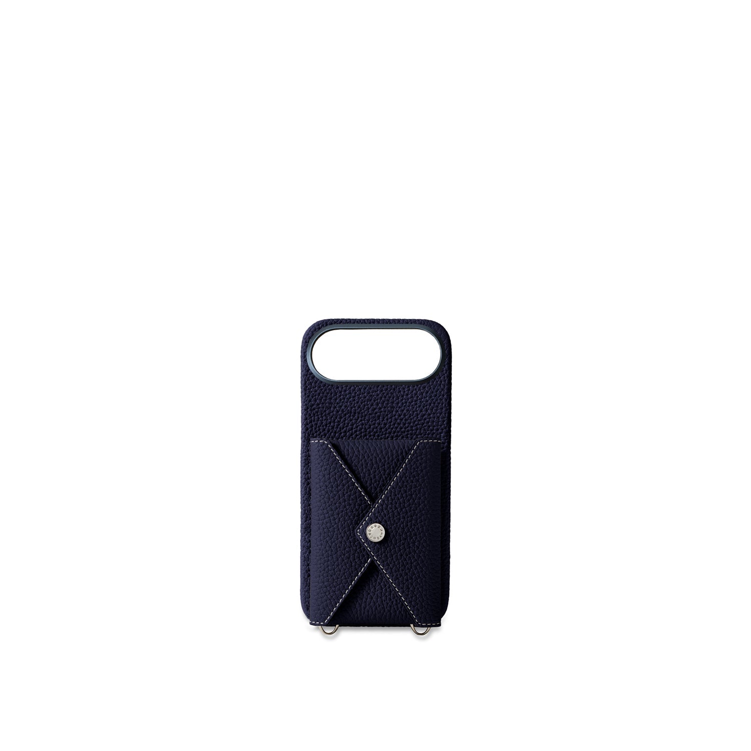 iPhone Air Back Cover Case with Snap Button Closure Shrink Leather (Navy)