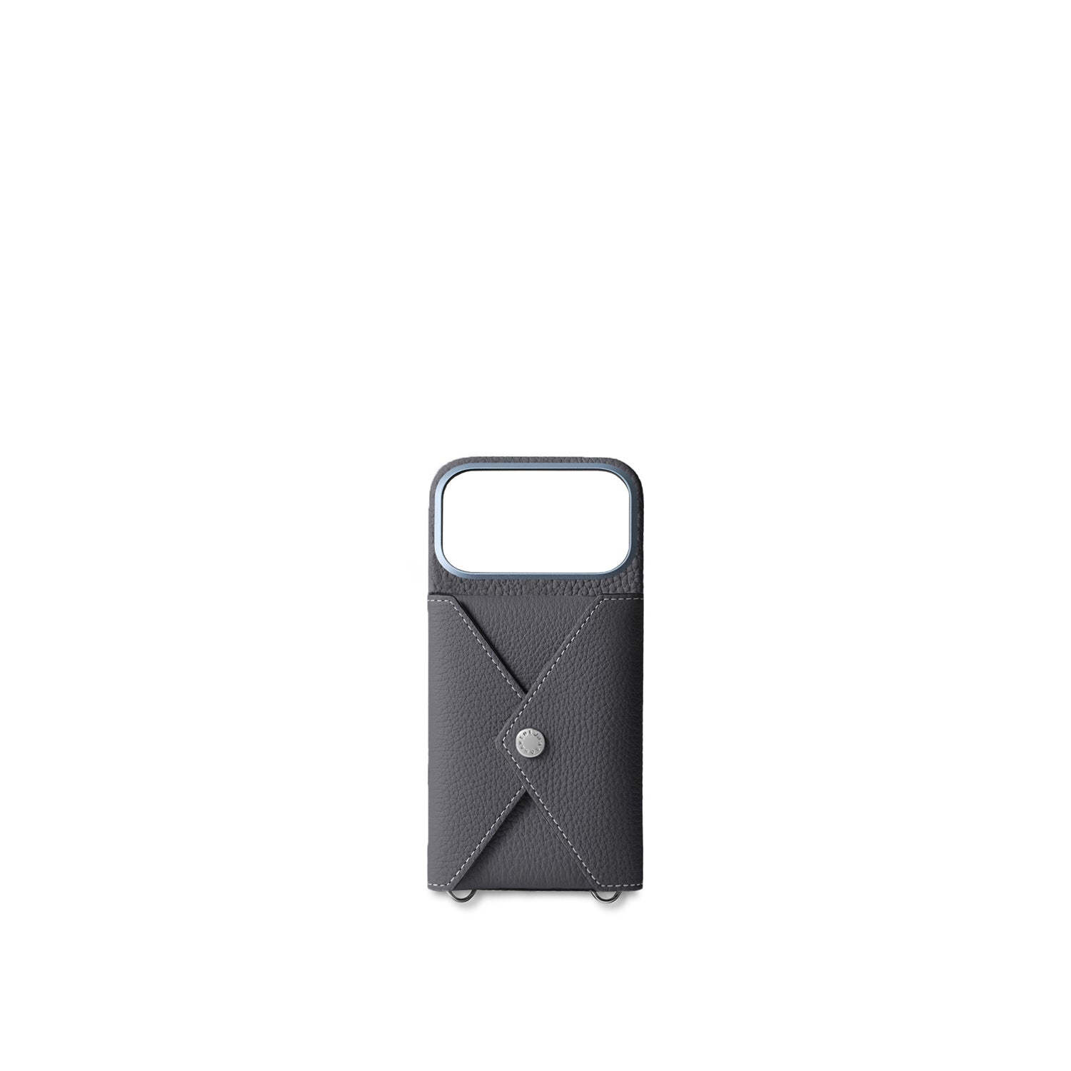 iPhone 17 Pro Back Cover Case with Snap Button Closure Shrink Leather (Charcoal Gray)