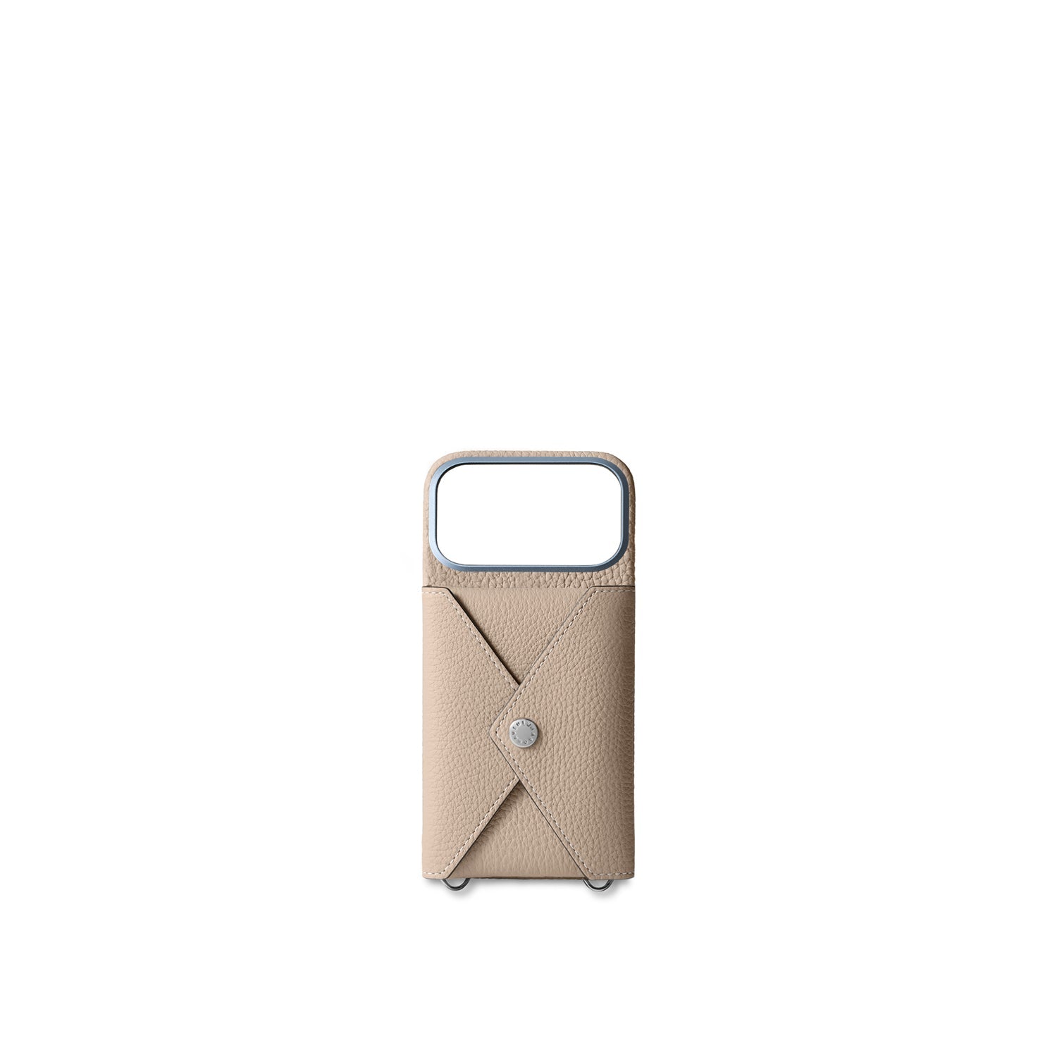 iPhone 17 Pro Back Cover Case with Snap Button Closure Shrink Leather (Greige)
