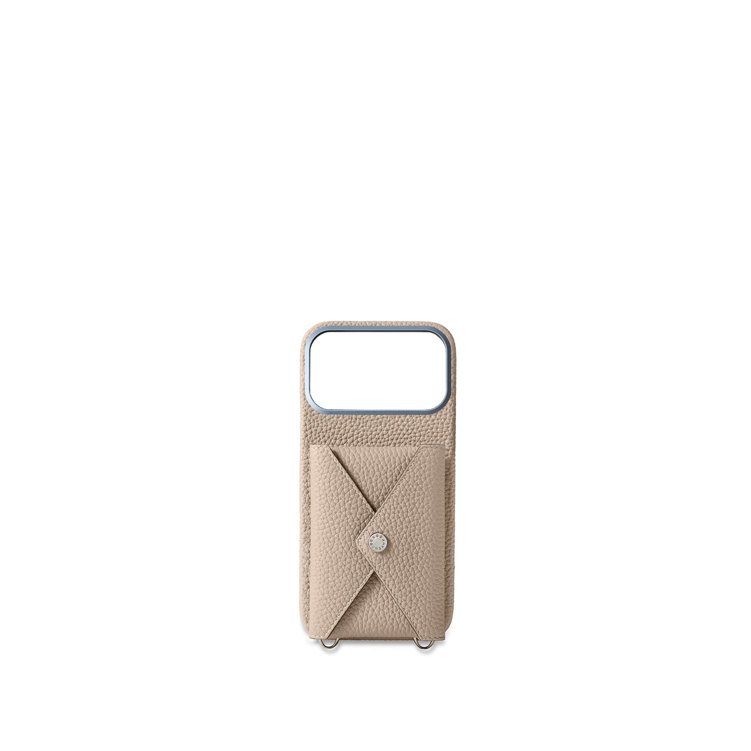 iPhone 17 Pro Max Back Cover Case with Snap Button Closure Shrink Leather (Greige)