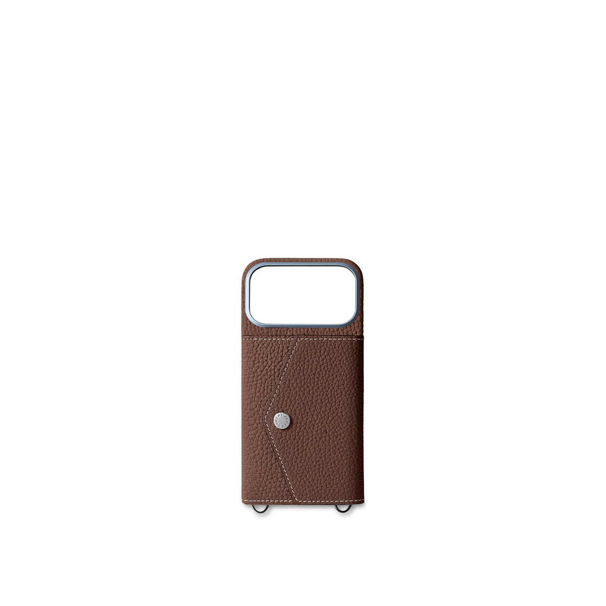 iPhone 18 Pro Back Cover Case with Snap Button Closure Shrink Leather (Chestnut)