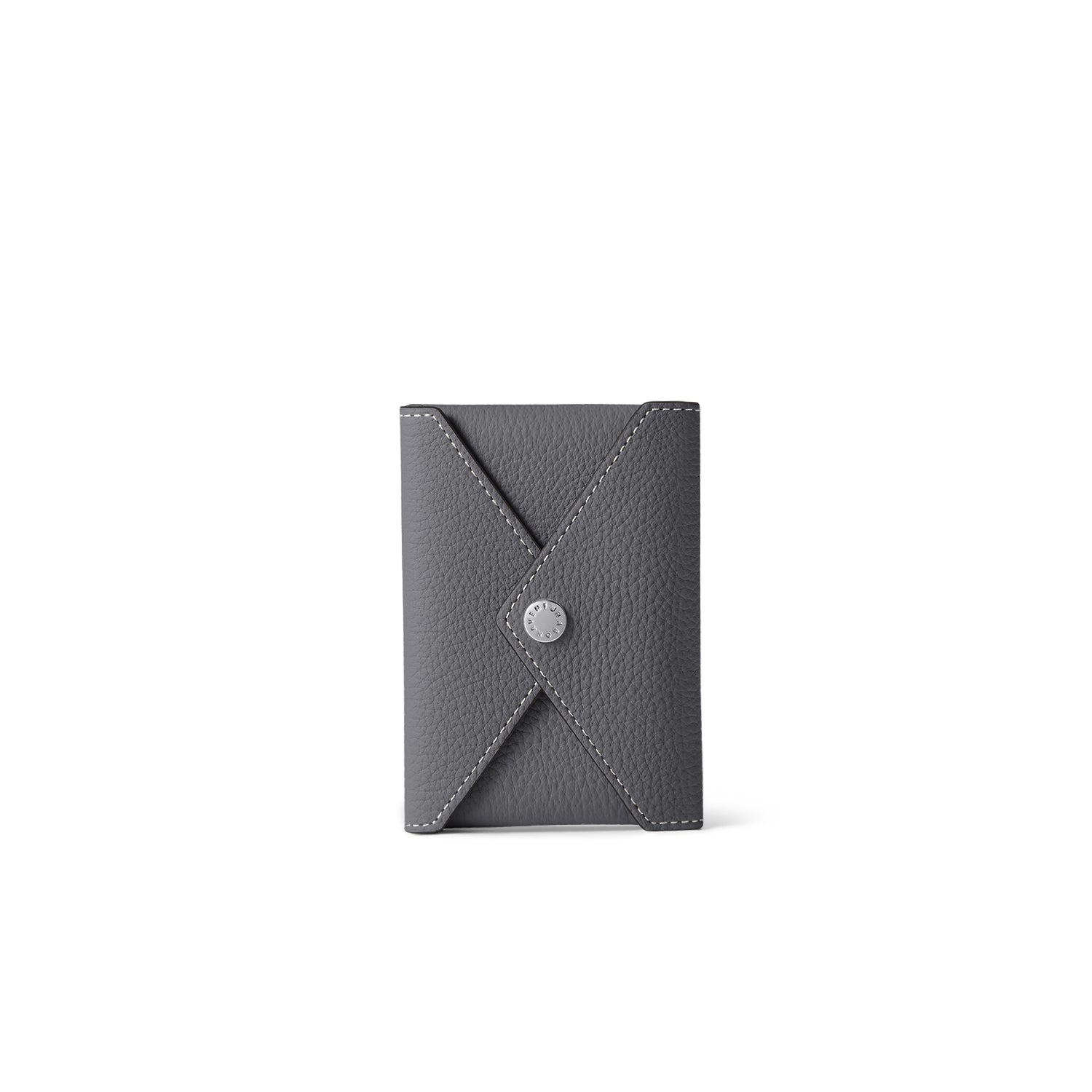 iPhone Back Cover Case with Snap Button Closure Envelope Pouch Shrink Leather (Charcoal Gray)