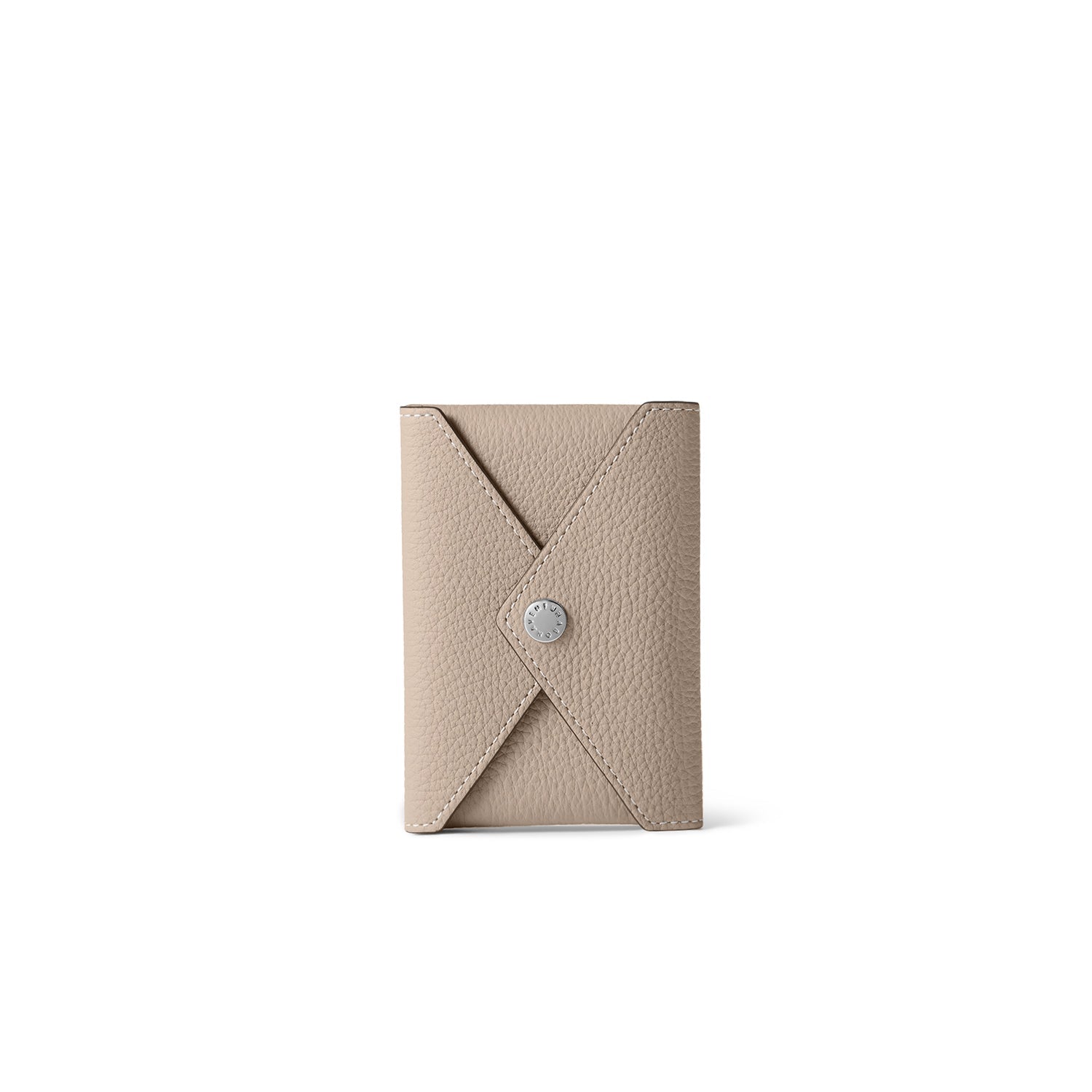 iPhone Back Cover Case with Snap Button Closure Envelope Pouch Shrink Leather (Greige)