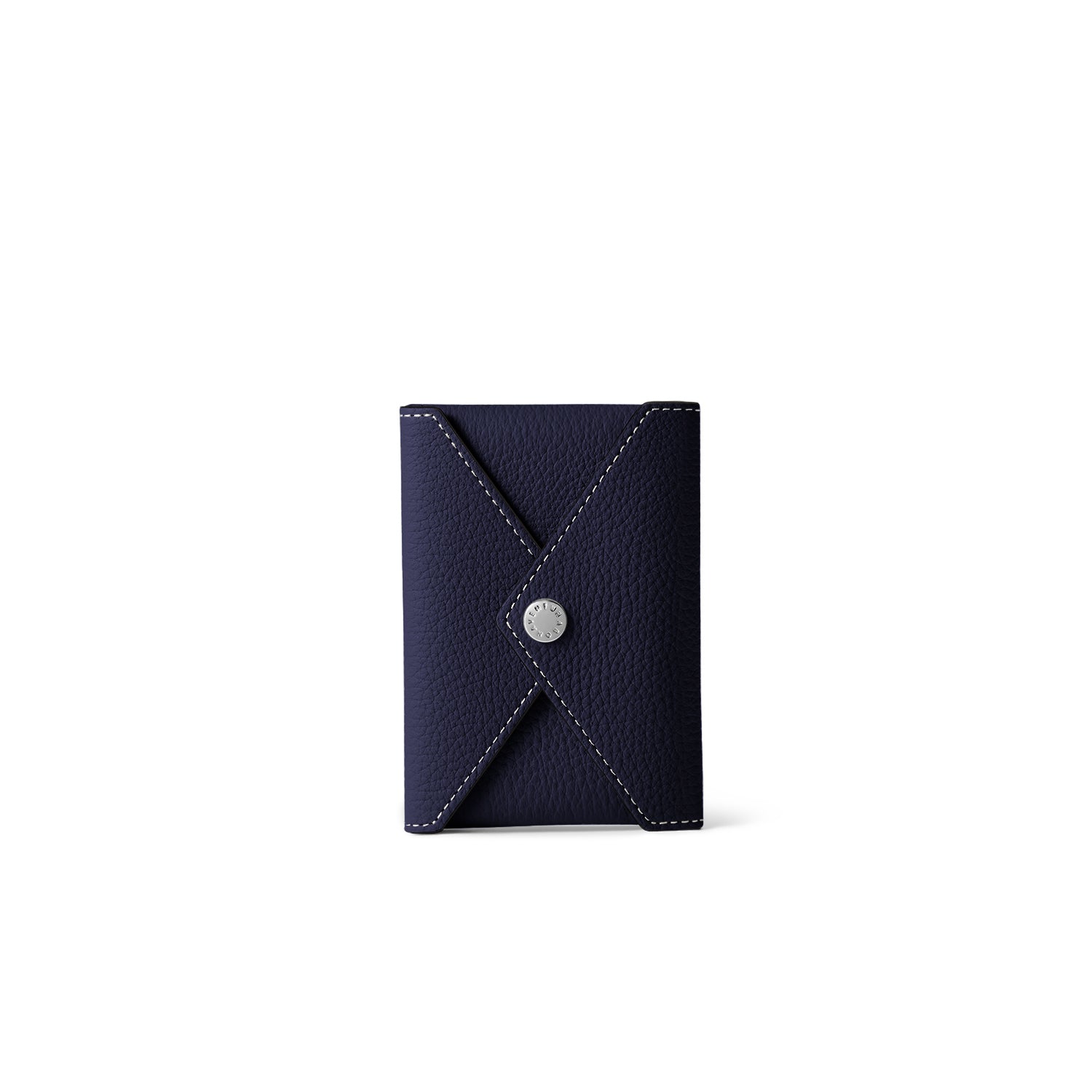 iPhone Back Cover Case with Snap Button Closure Envelope Pouch Shrink Leather (Navy)