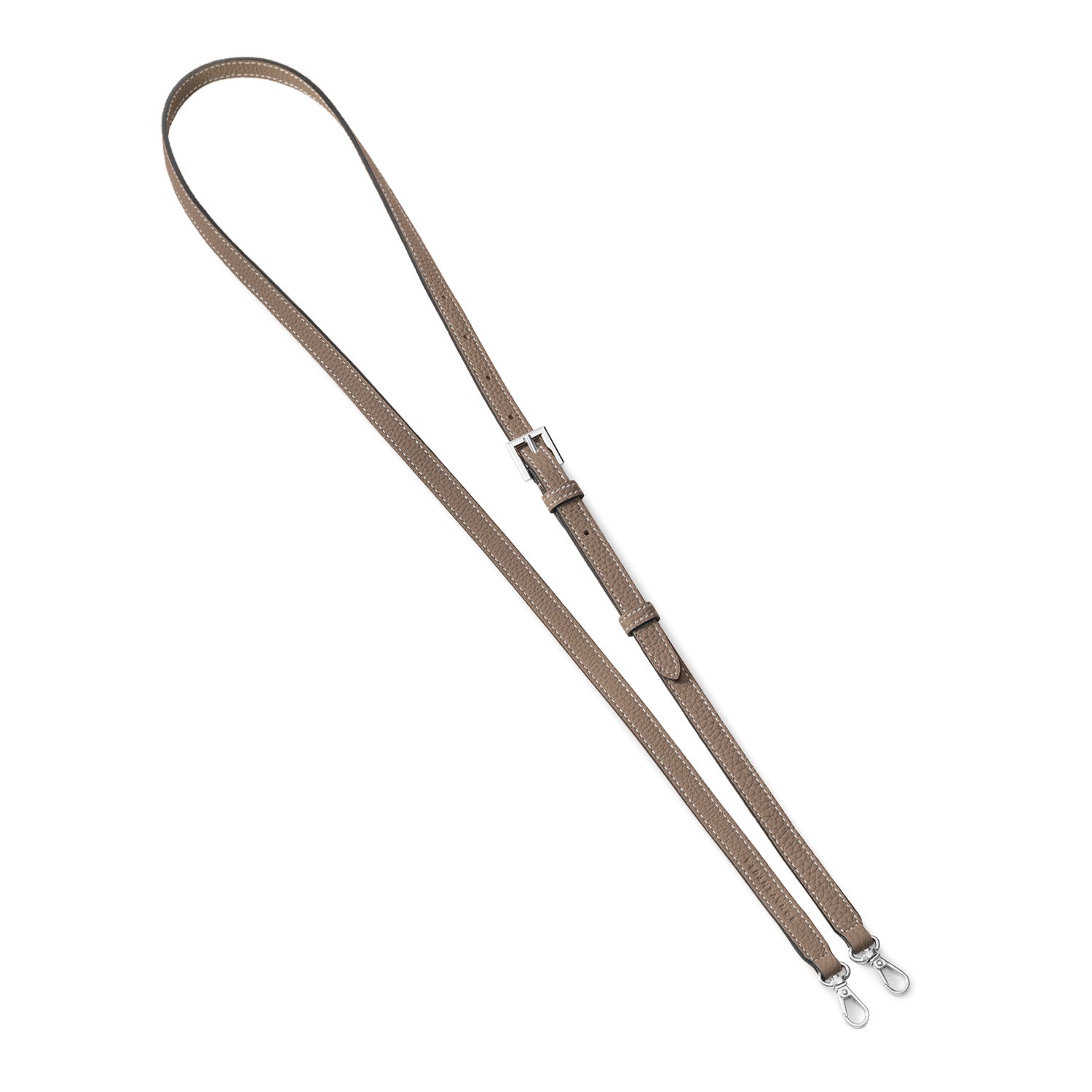 Shoulder Strap Shrink Leather (Etoupe - Silver)