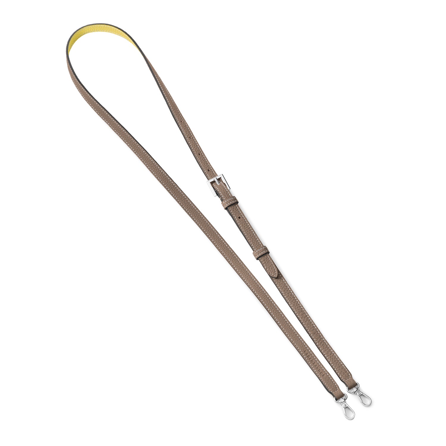 Shoulder Strap Shrink Leather (Etoupe × Yellow - Silver)