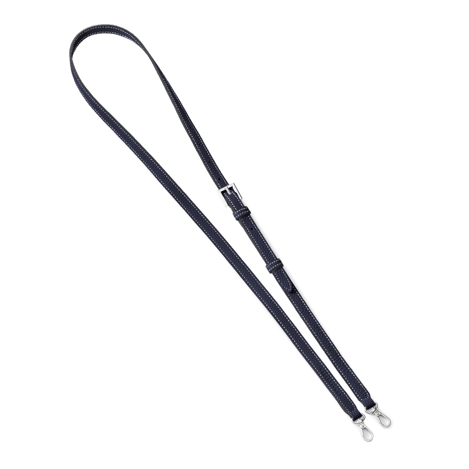 Shoulder Strap Shrink Leather (Navy - Silver)