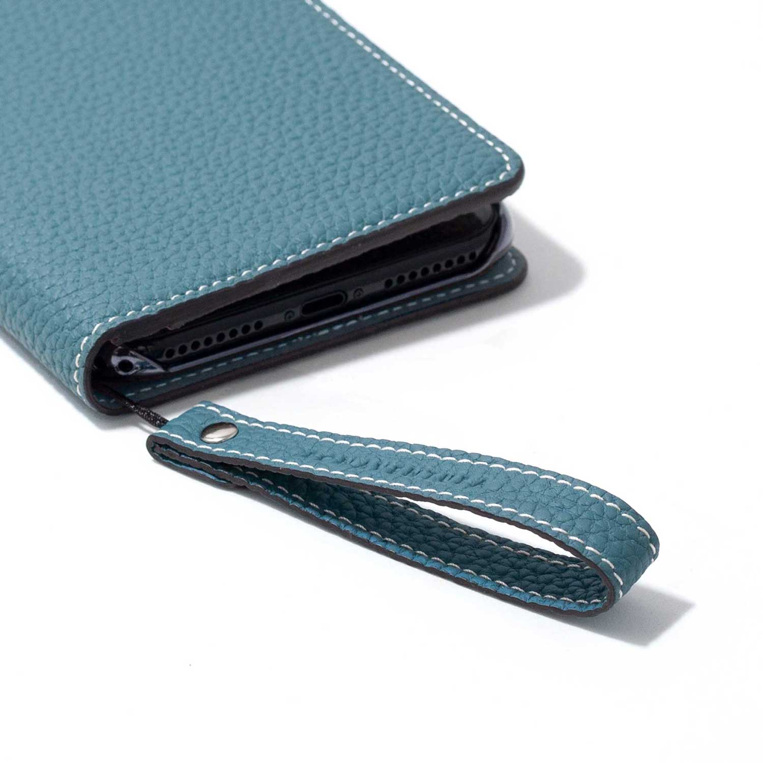 Wrist Strap Shrink Leather (Blue Cyan - Short)