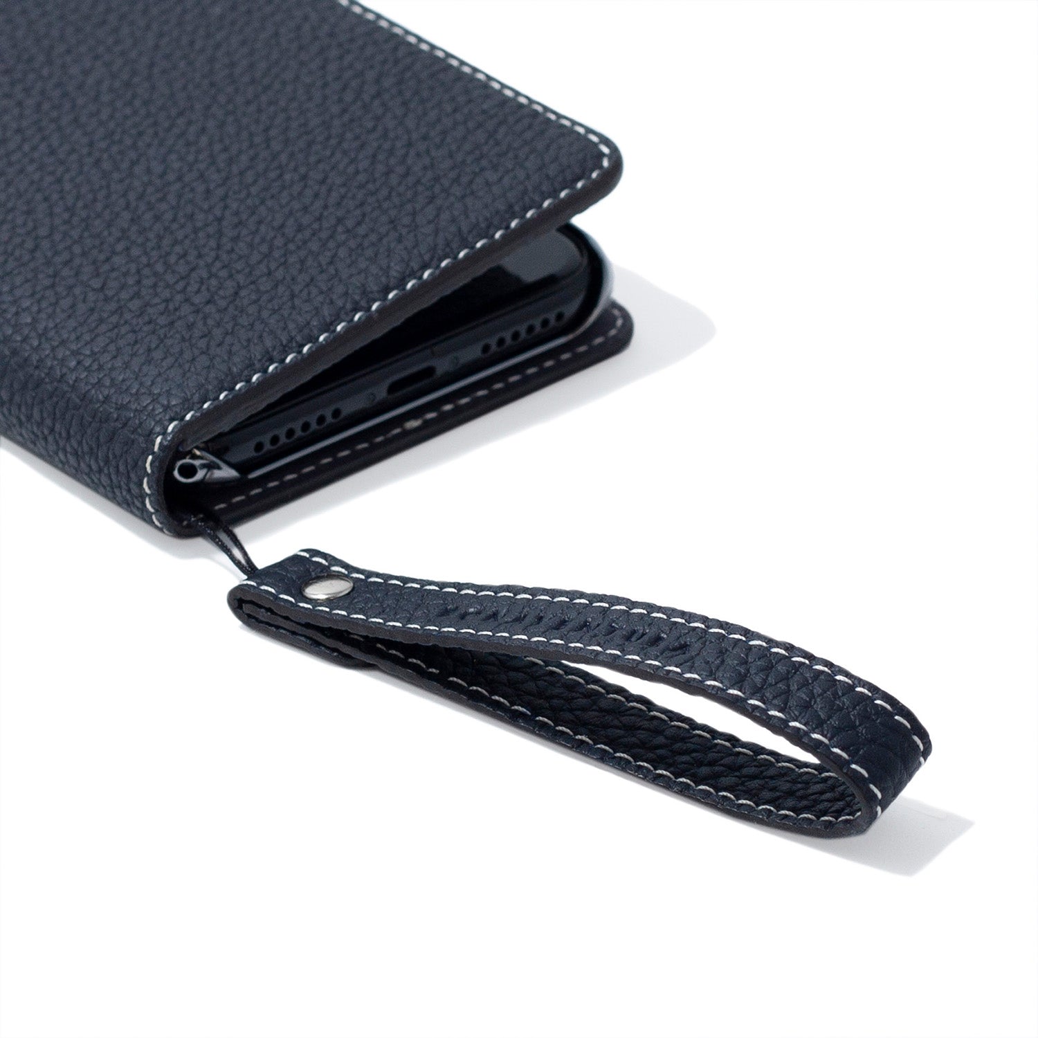 Wrist Strap Shrink Leather (Navy - Short)