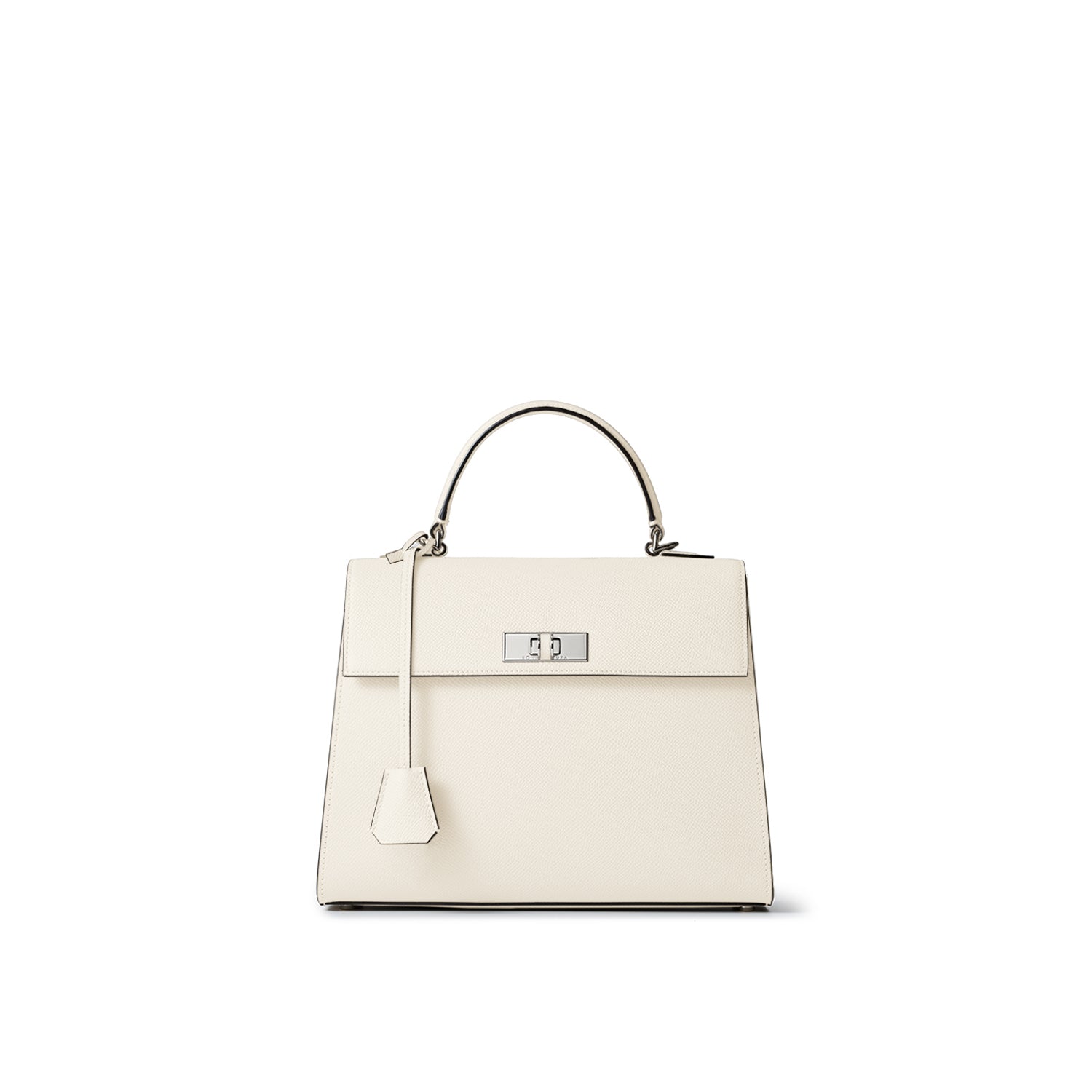 Vittoria Top Handle Bag Nobile Leather (White × Etoupe - Small)