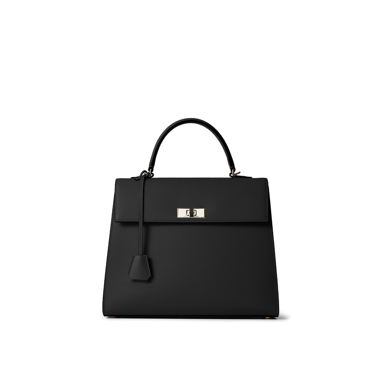 Vittoria Top Handle Bag Nobile Leather (Black × Bordeaux - Medium)