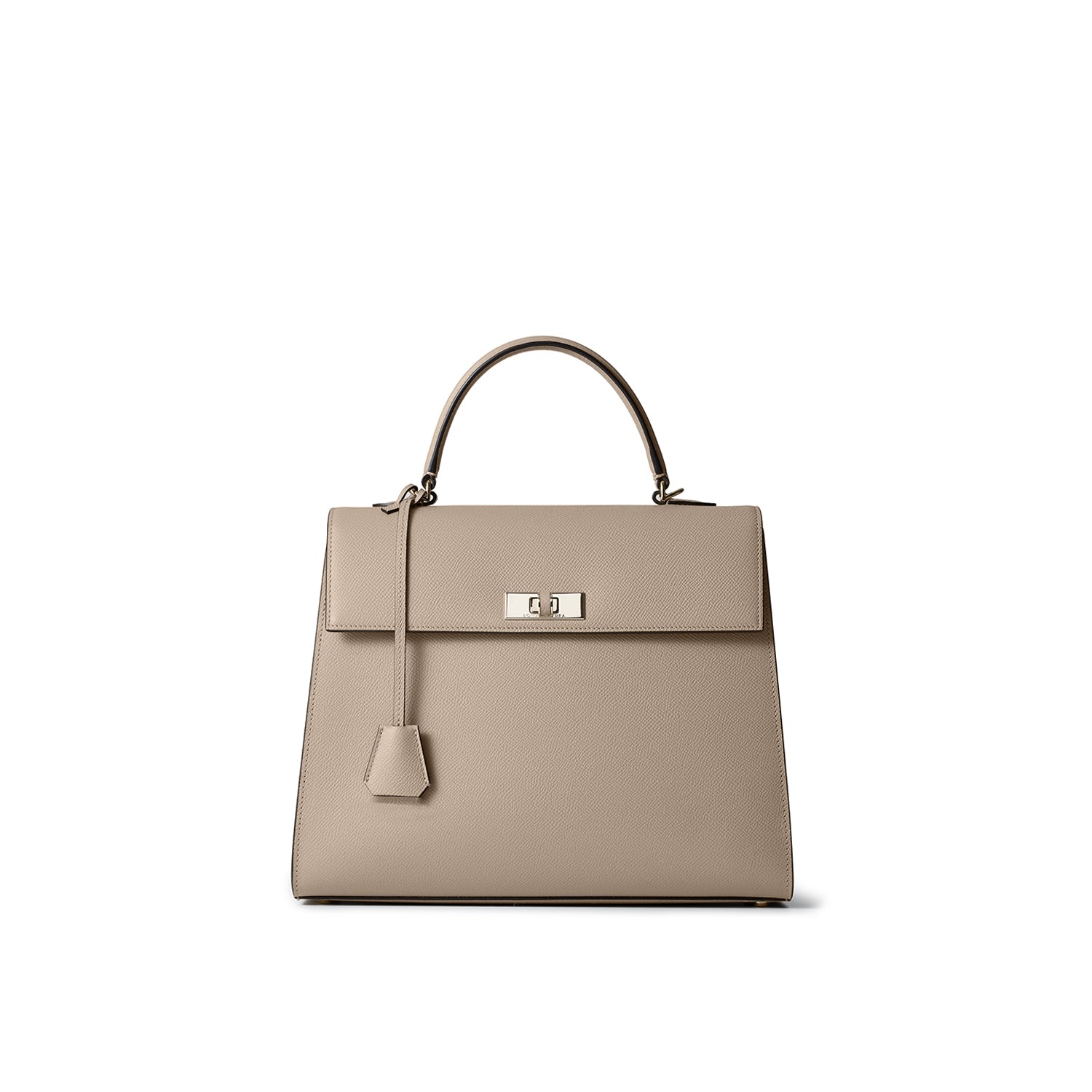 Vittoria Top Handle Bag Nobile Leather (Greige × Baby Pink - Medium)