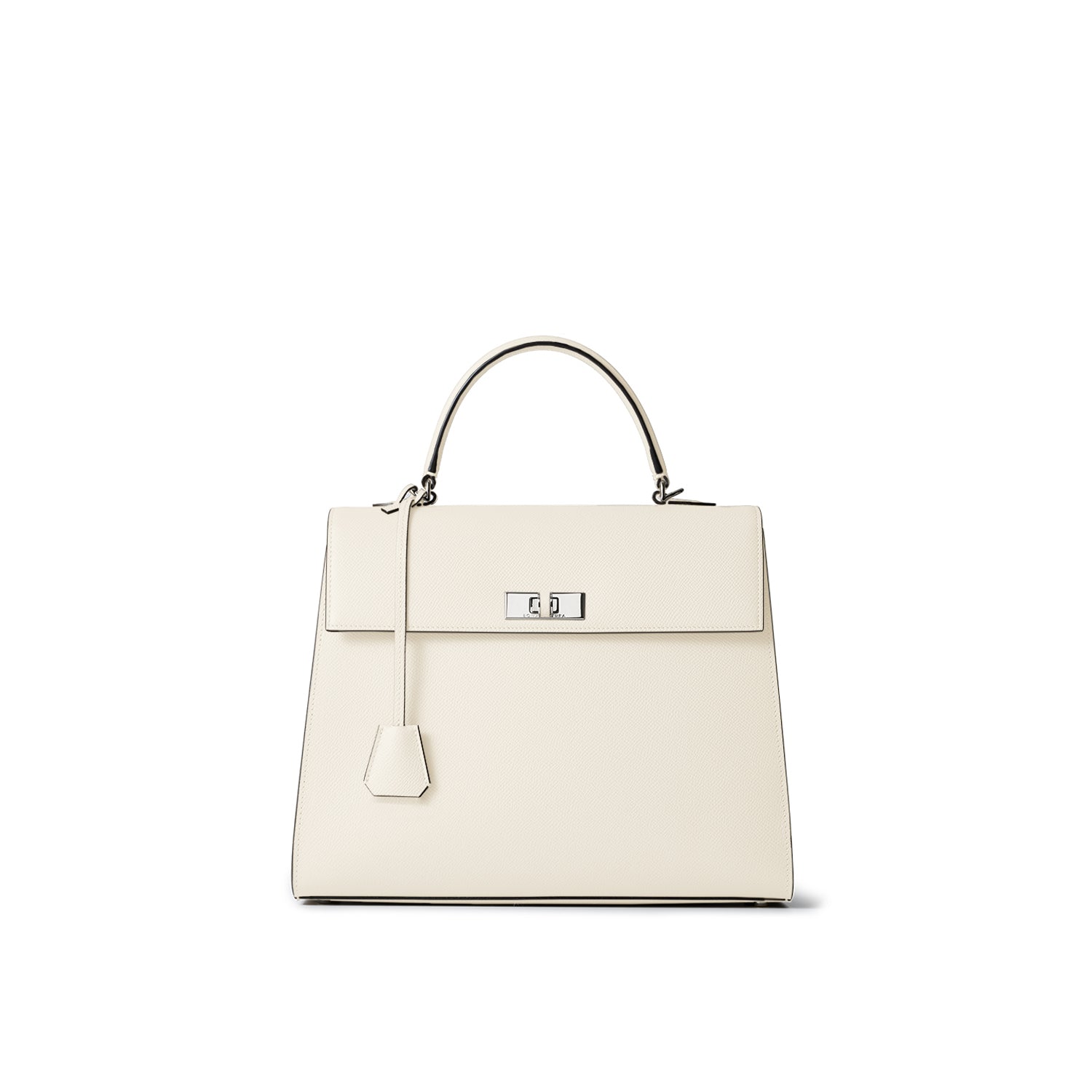 Vittoria Top Handle Bag Nobile Leather (White × Etoupe - Medium)