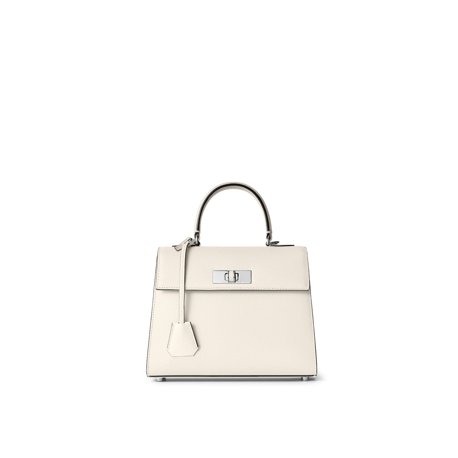 Vittoria Top Handle Bag Nobile Leather (White × Etoupe - Mini)