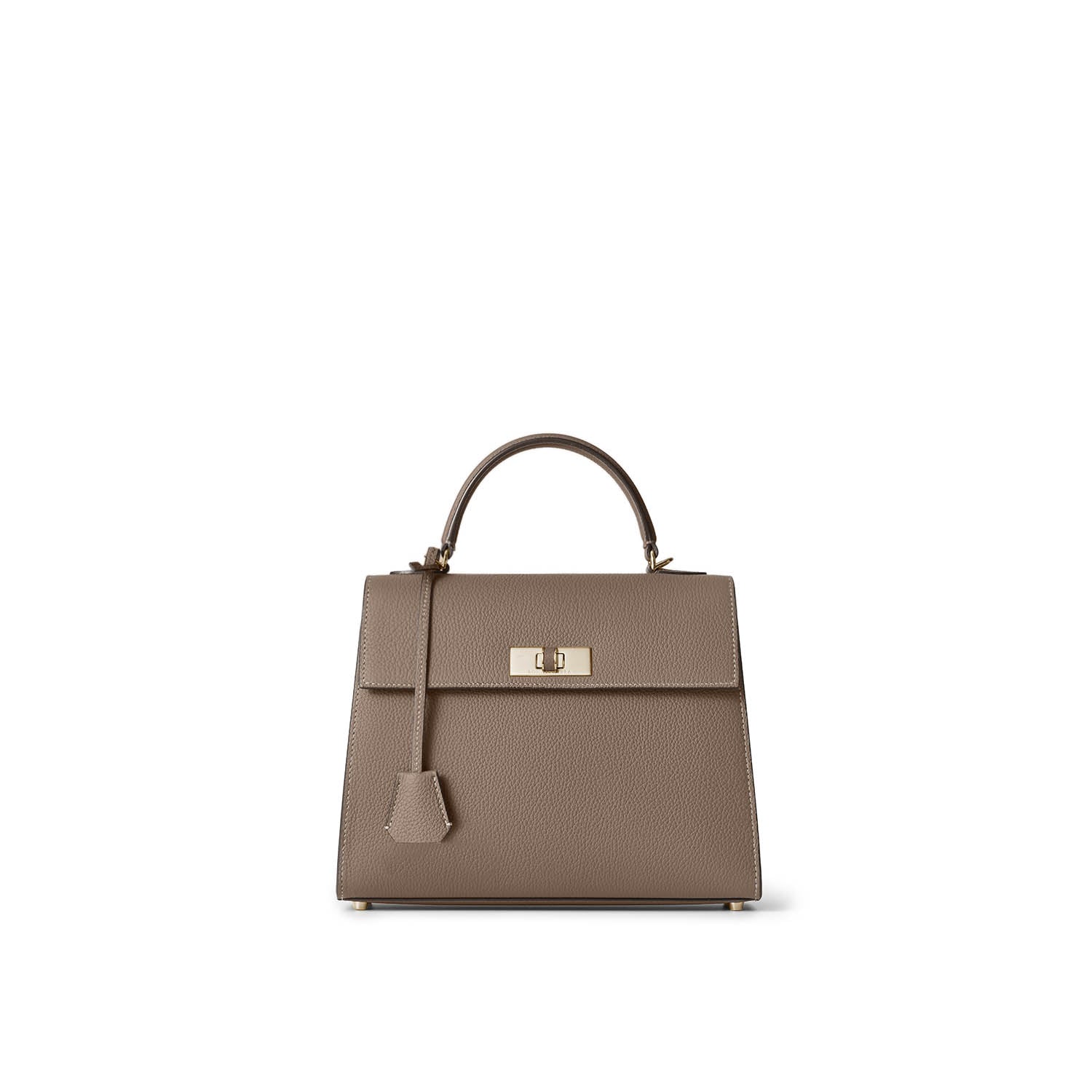 Vittoria Top Handle Bag Shrink Leather (Etoupe × Baby Pink - Small)