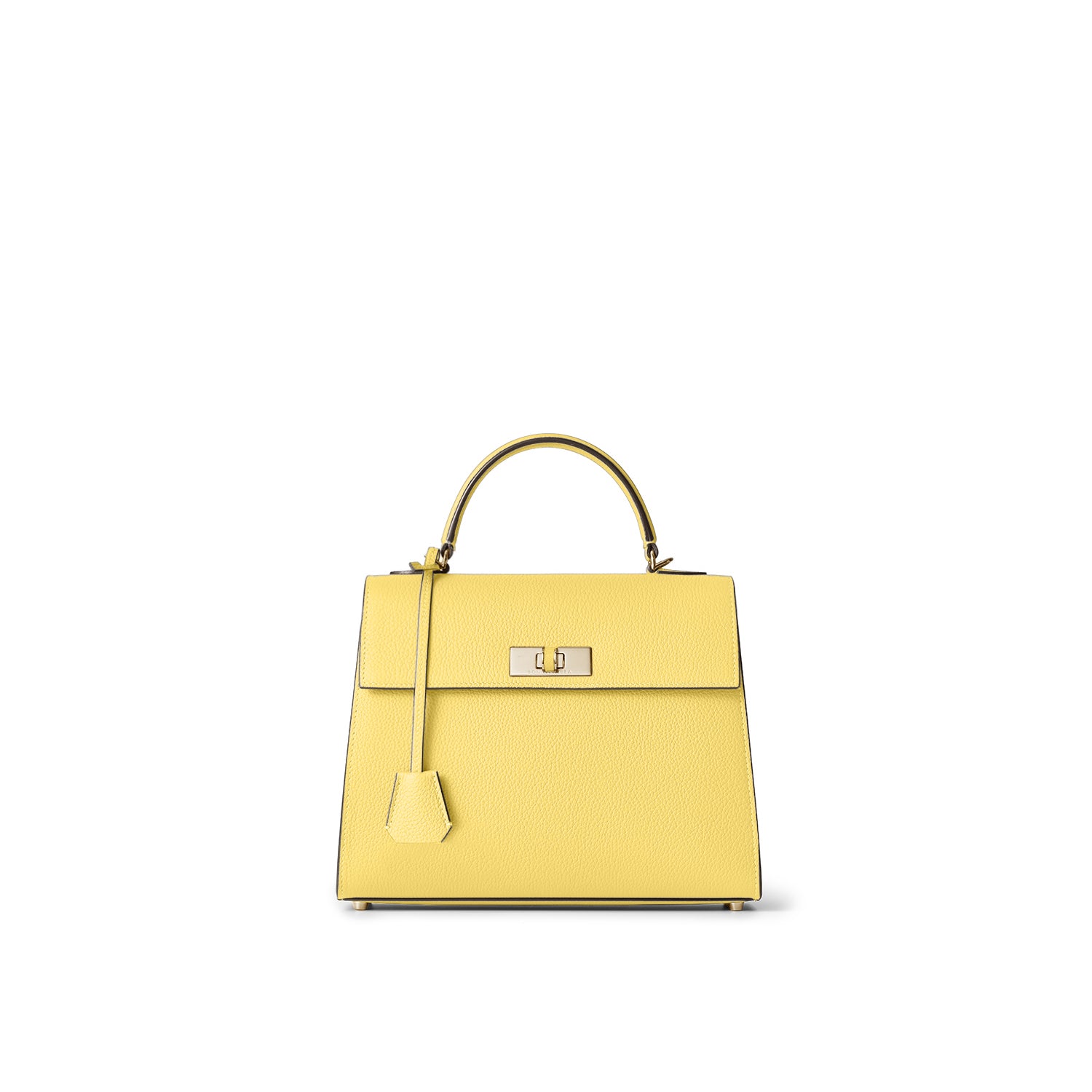 Vittoria Top Handle Bag Shrink Leather (Yellow × Greige - Small)