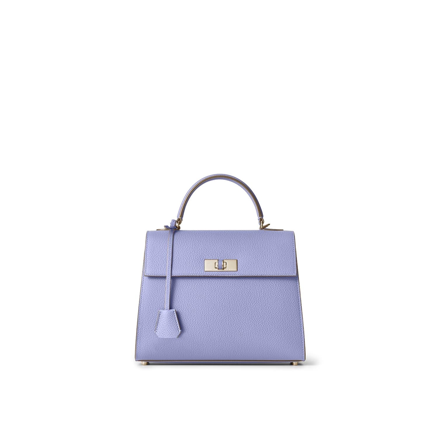 Vittoria Top Handle Bag Shrink Leather (Wisteria Purple × Ice Blue (Etoupe edge paint) - Small)
