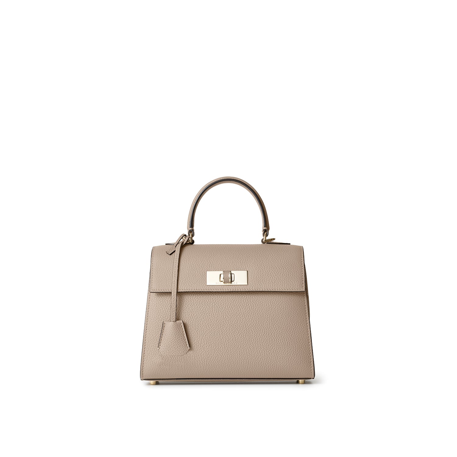 Vittoria Top Handle Bag Shrink Leather (Greige × Baby Pink - Mini)