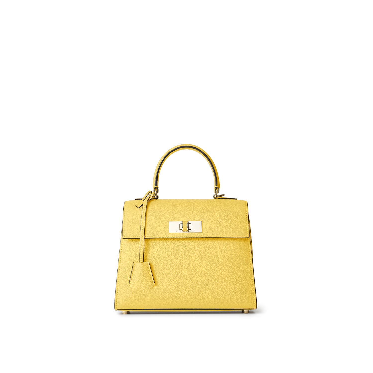 Vittoria Top Handle Bag Shrink Leather (Yellow × Greige - Mini)