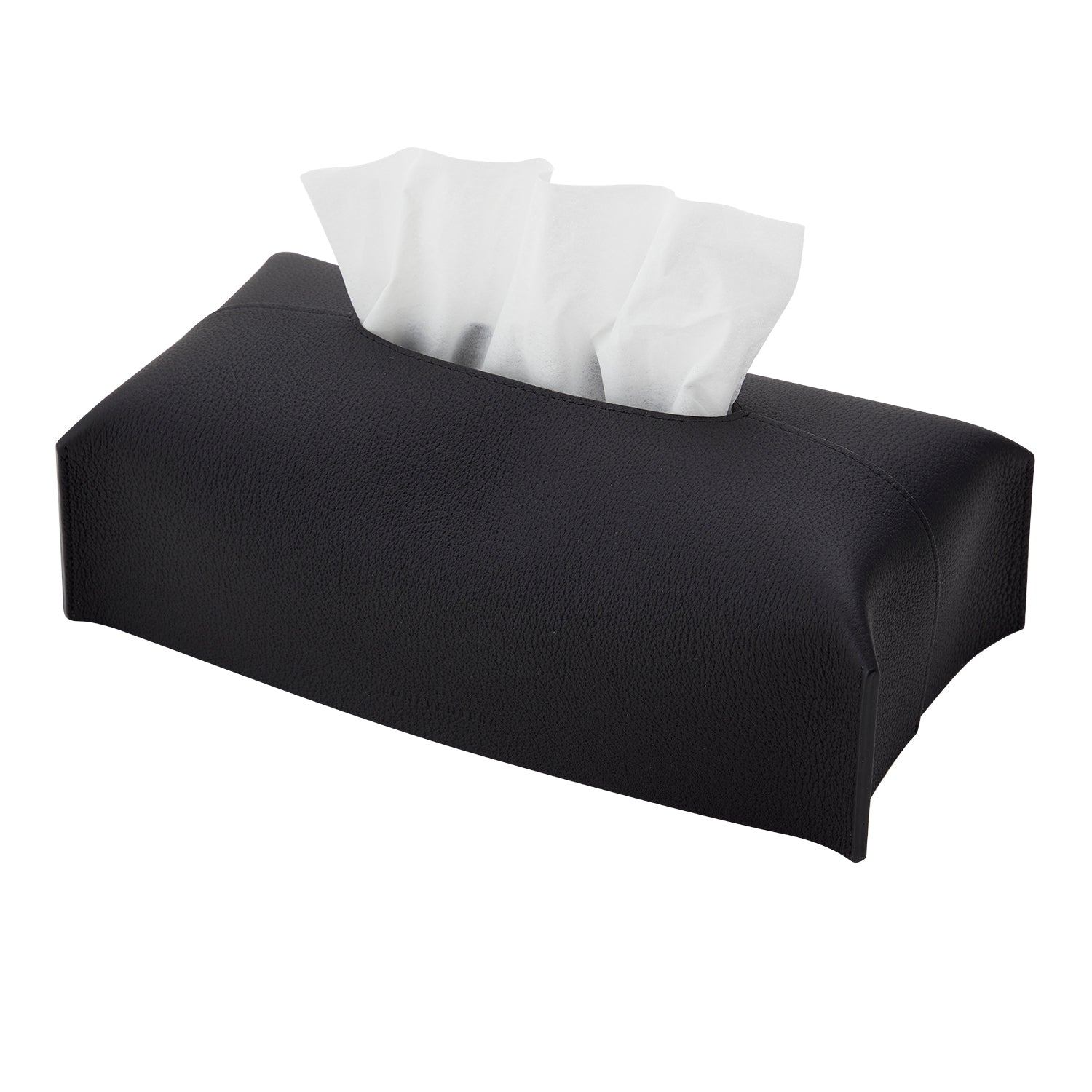 Tissue Box Cover Shrink Leather (Black)