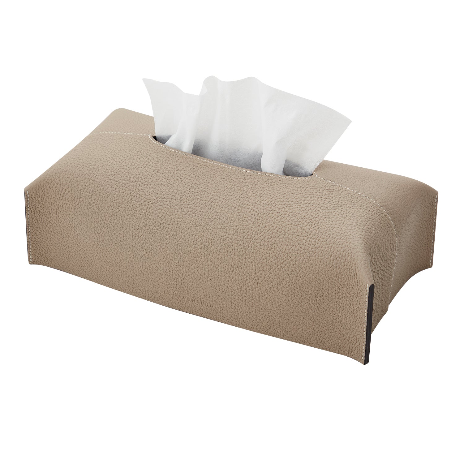 Tissue Box Cover Shrink Leather (Greige)