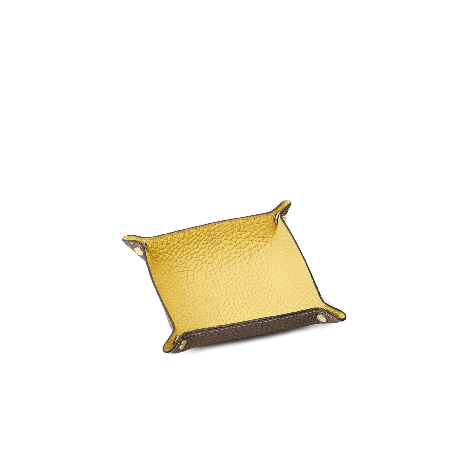 Valet Tray Shrink Leather (Etoupe × Yellow - Small)