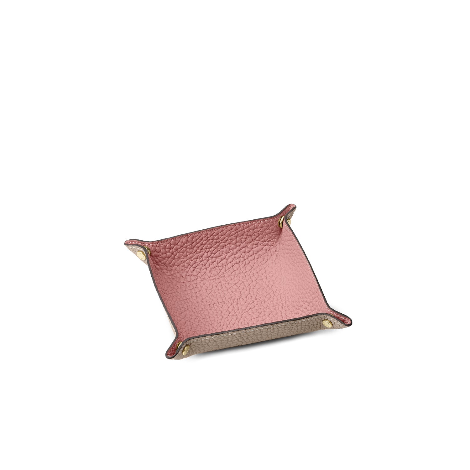 Valet Tray Shrink Leather (Greige × Coral Pink - Small)