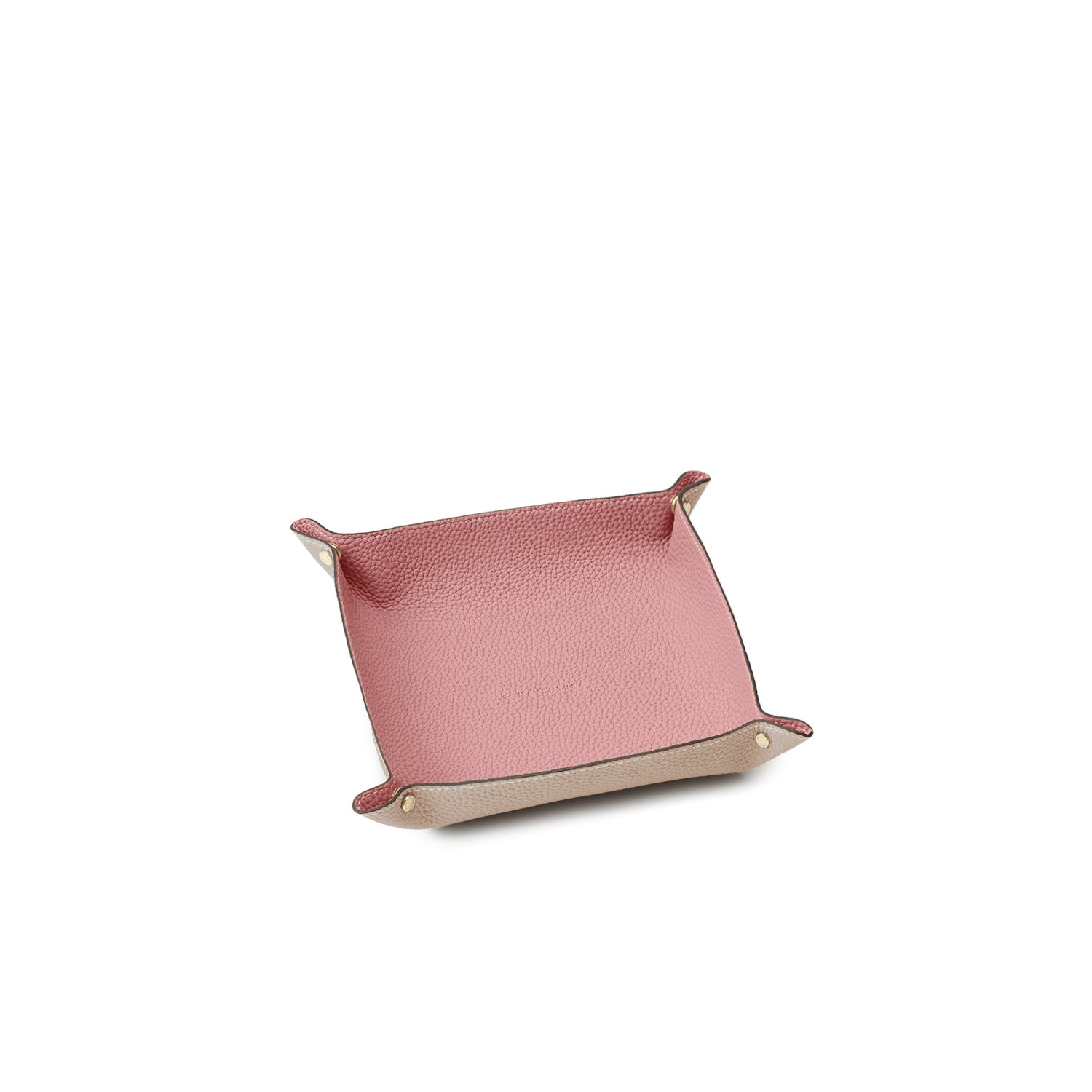 Valet Tray Shrink Leather (Greige × Coral Pink - Medium)