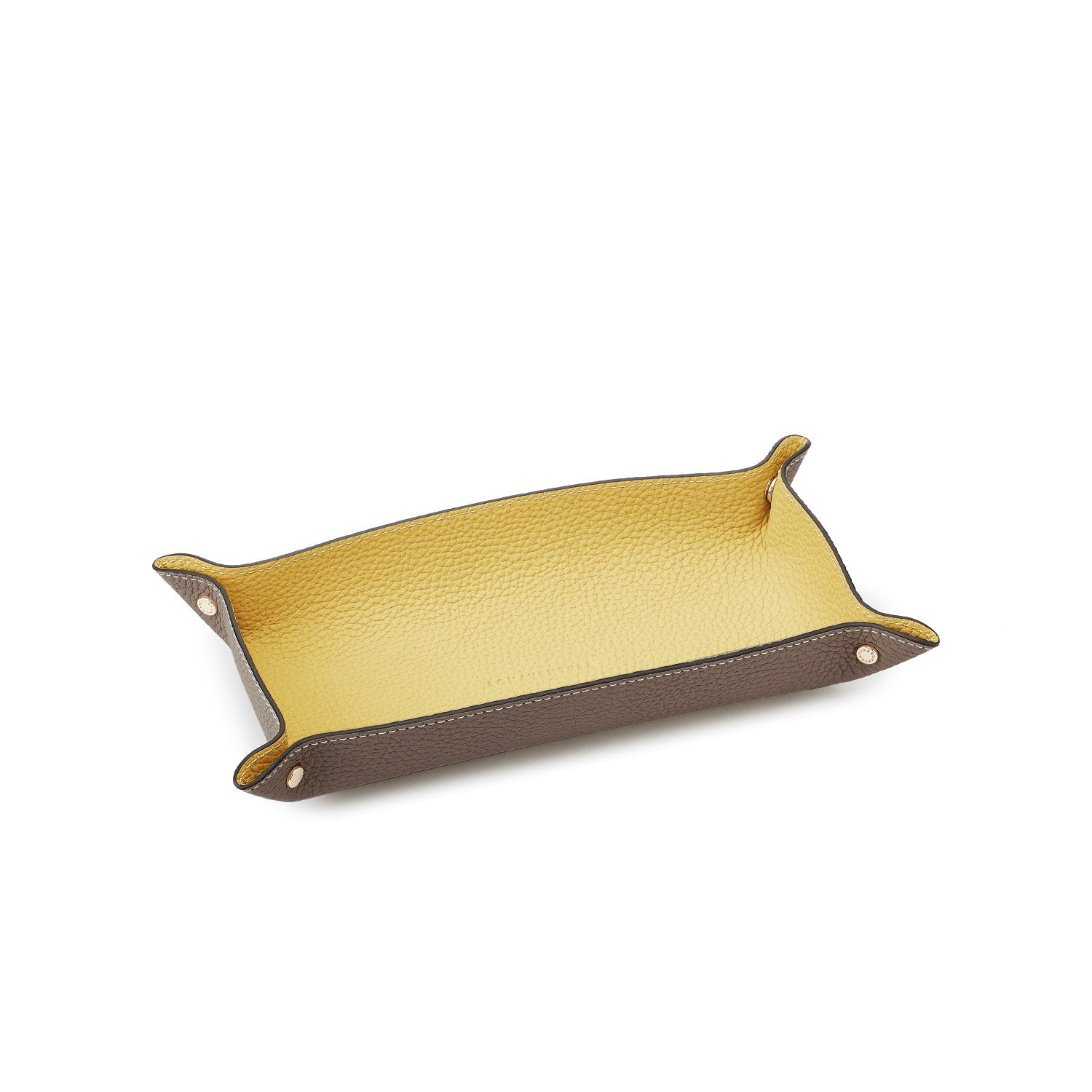Valet Tray Shrink Leather (Etoupe × Yellow - Long)