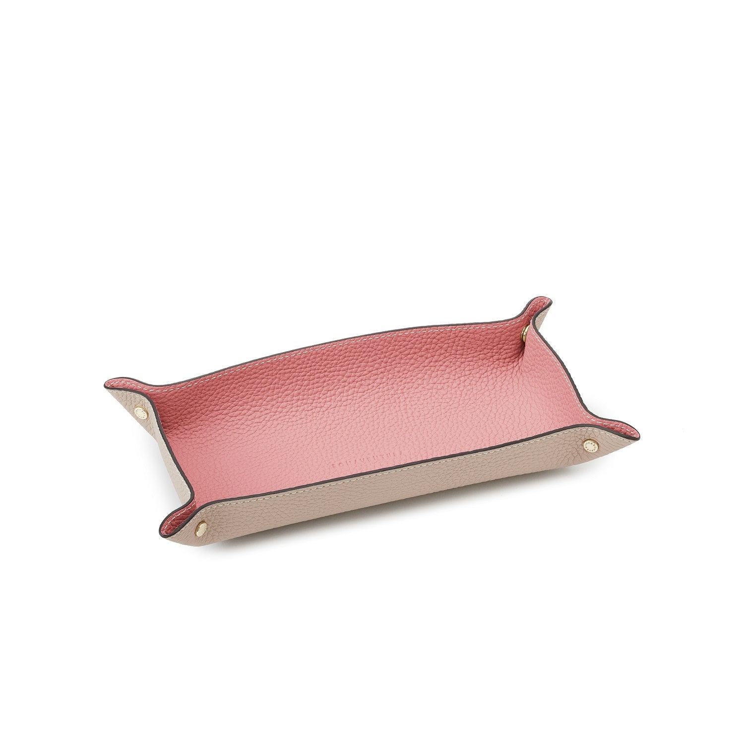 Valet Tray Shrink Leather (Greige × Coral Pink - Long)
