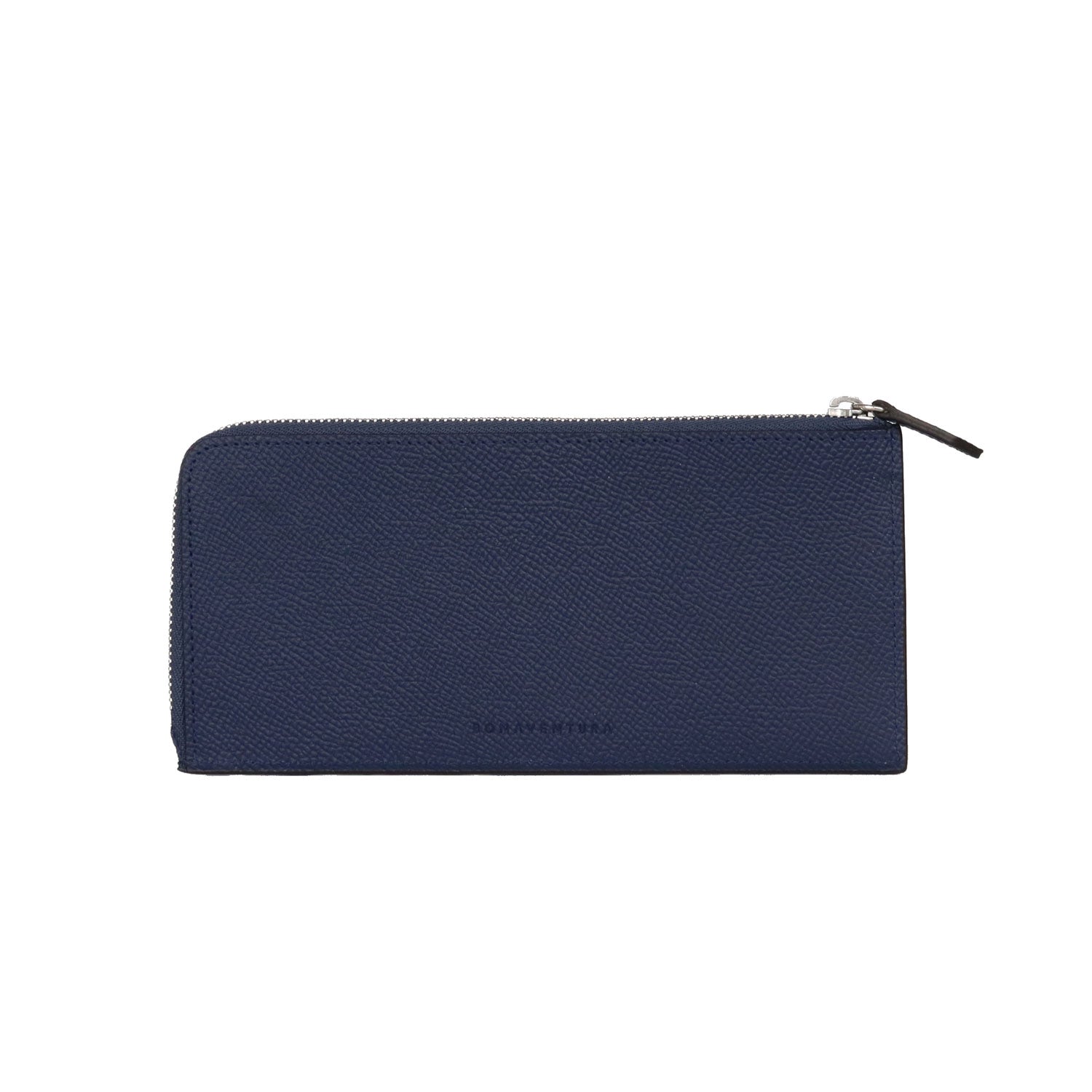Long L-Zip Wallet Nobile Leather (Navy × Orange)