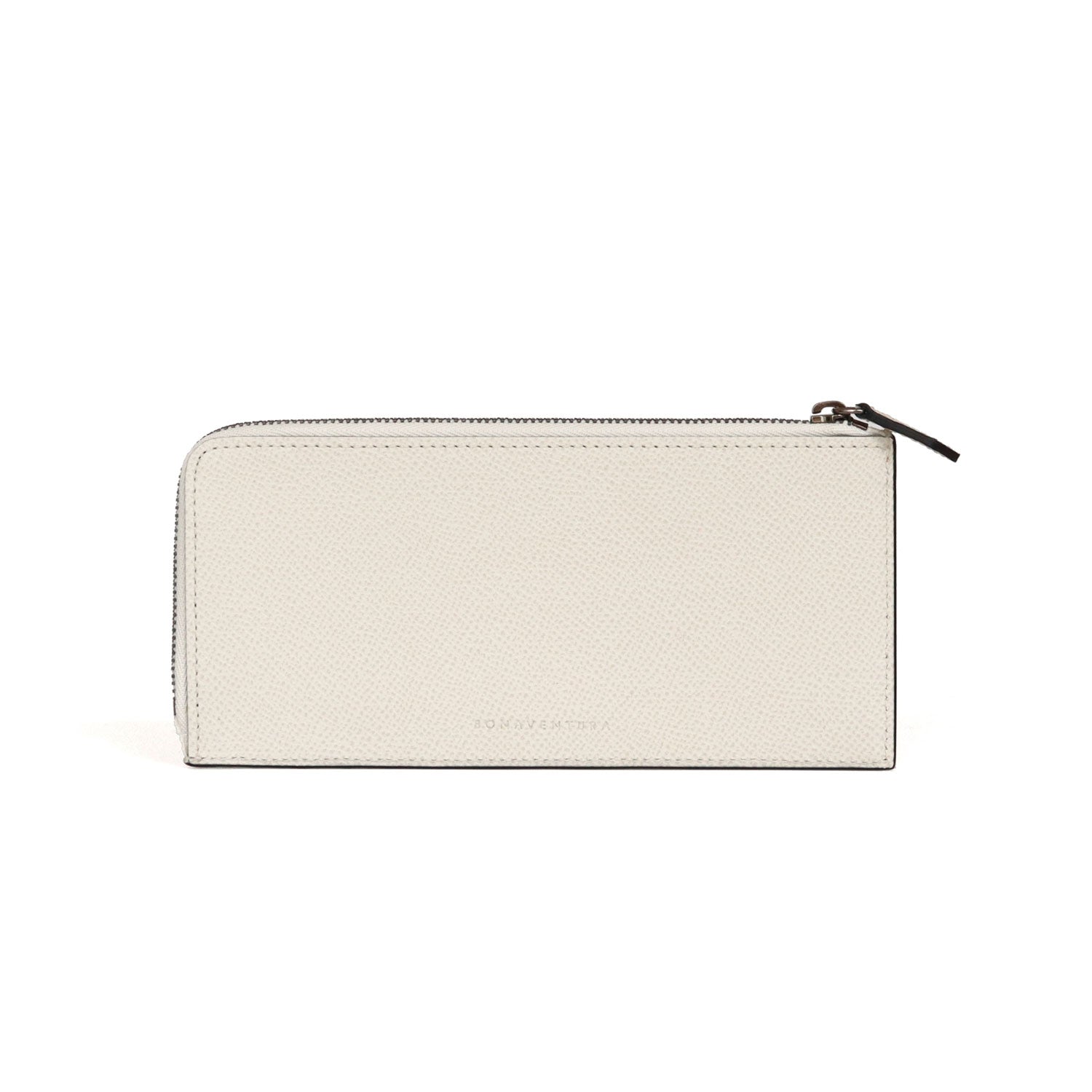 Long L-Zip Wallet Nobile Leather (White × Black)