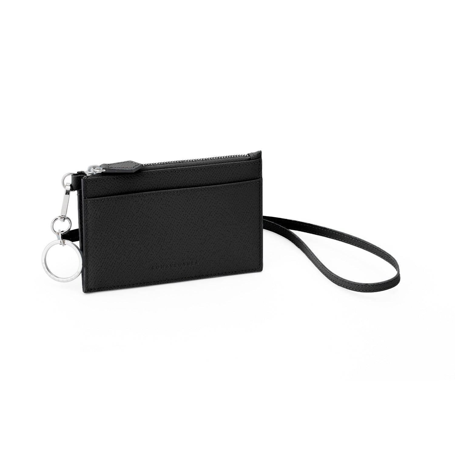 Zip Card Holder with Strap Nobile Leather (Black)