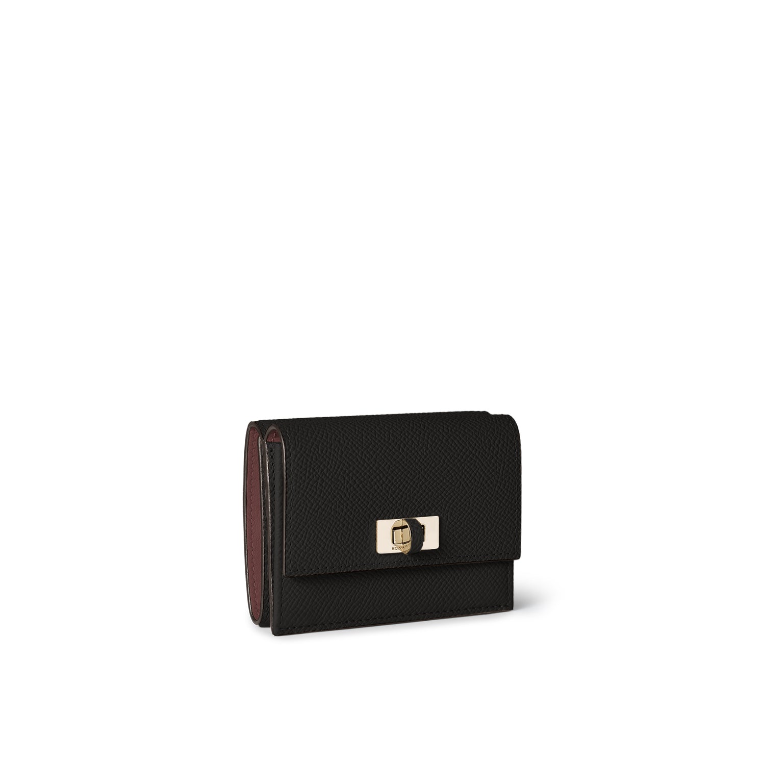 Vittoria Small Wallet Nobile Leather (Black × Bordeaux)