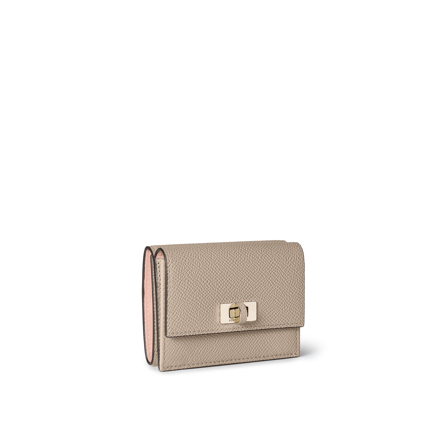 Vittoria Small Wallet Nobile Leather (Greige × Baby Pink)